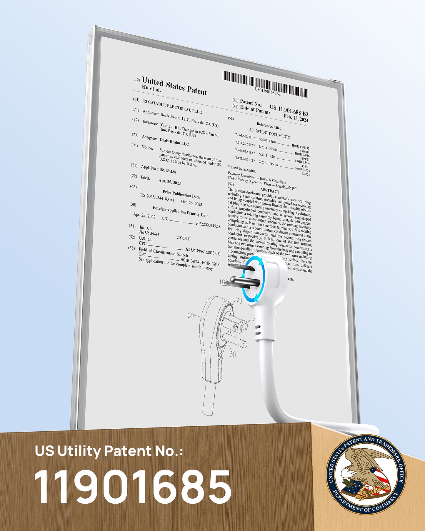 360° Rotating Power Strip, 5 Widely-Spaced Outlets