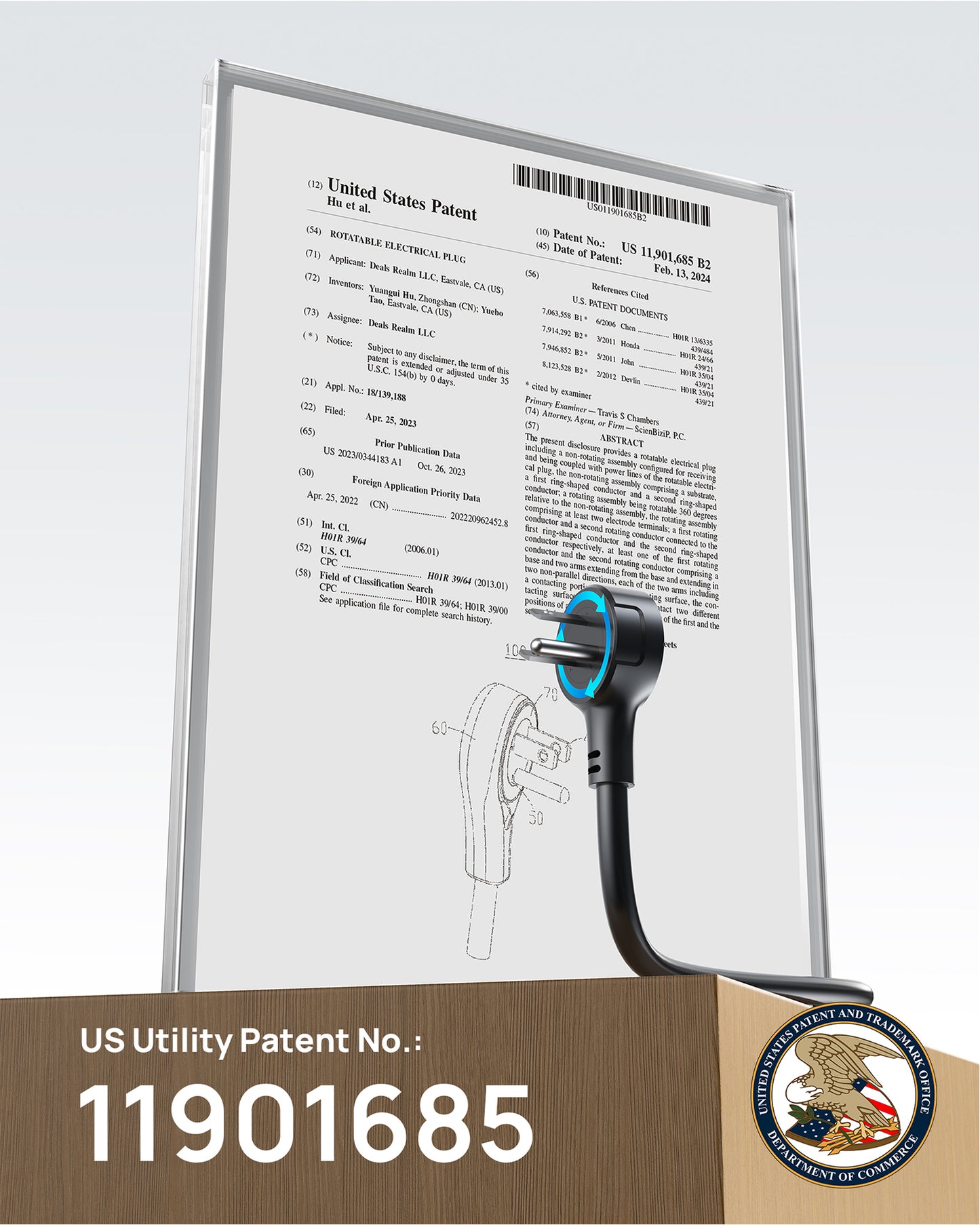 Power Strip Surge Protector with 360° Rotating Plug, 7 Widely-Spaced Outlets