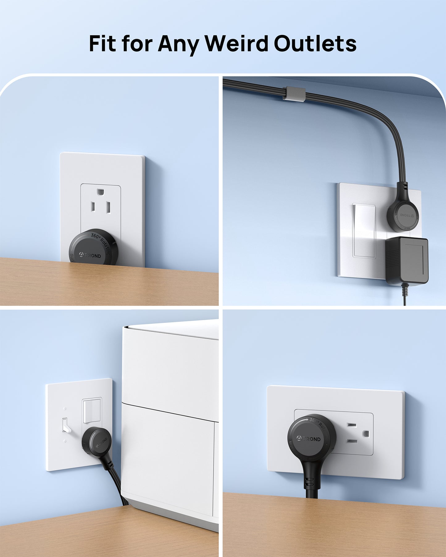 Surge Protector Power Strip with 360° Rotating Flat Plug