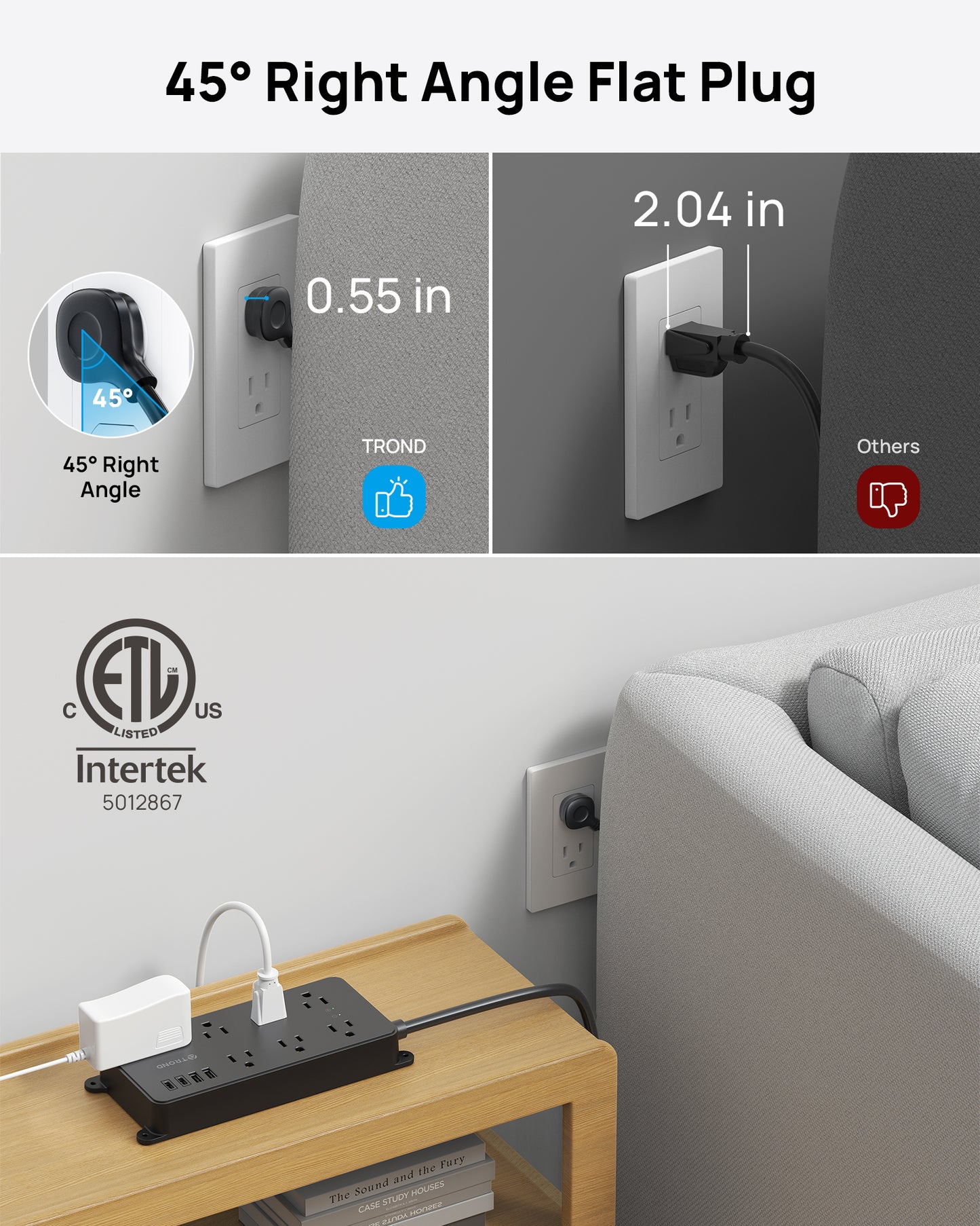 Power Strip Surge Protector, 7 Widely-Spaced Outlets, 2 USB-A & 2 USB-C