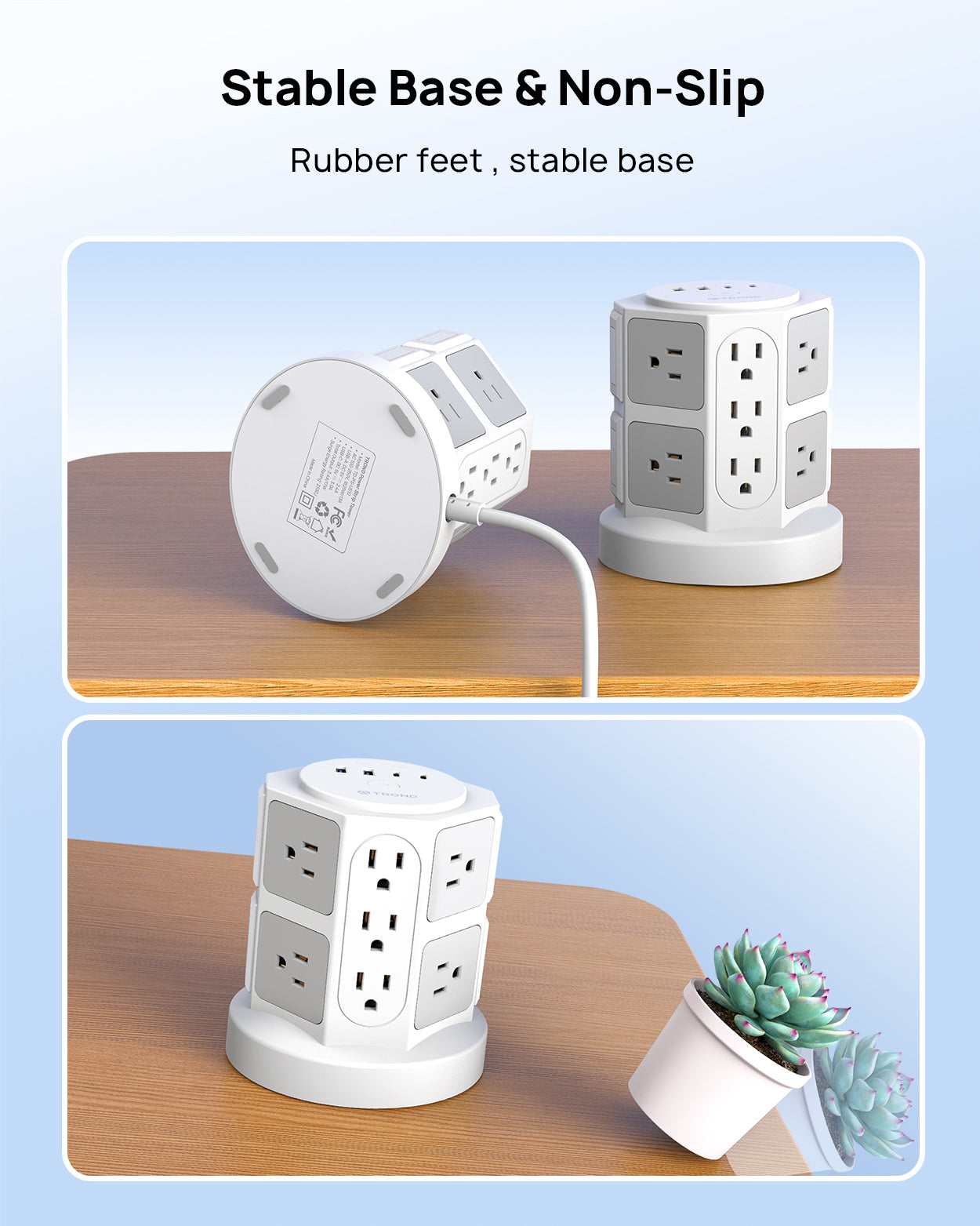 Surge Protector Power Strip Tower - TROND Power Strip with 4 USB Ports
