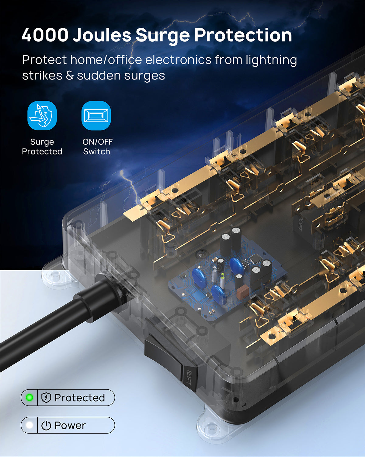 13-Outlet Surge Protector w/ 4 USB Ports, 4000J