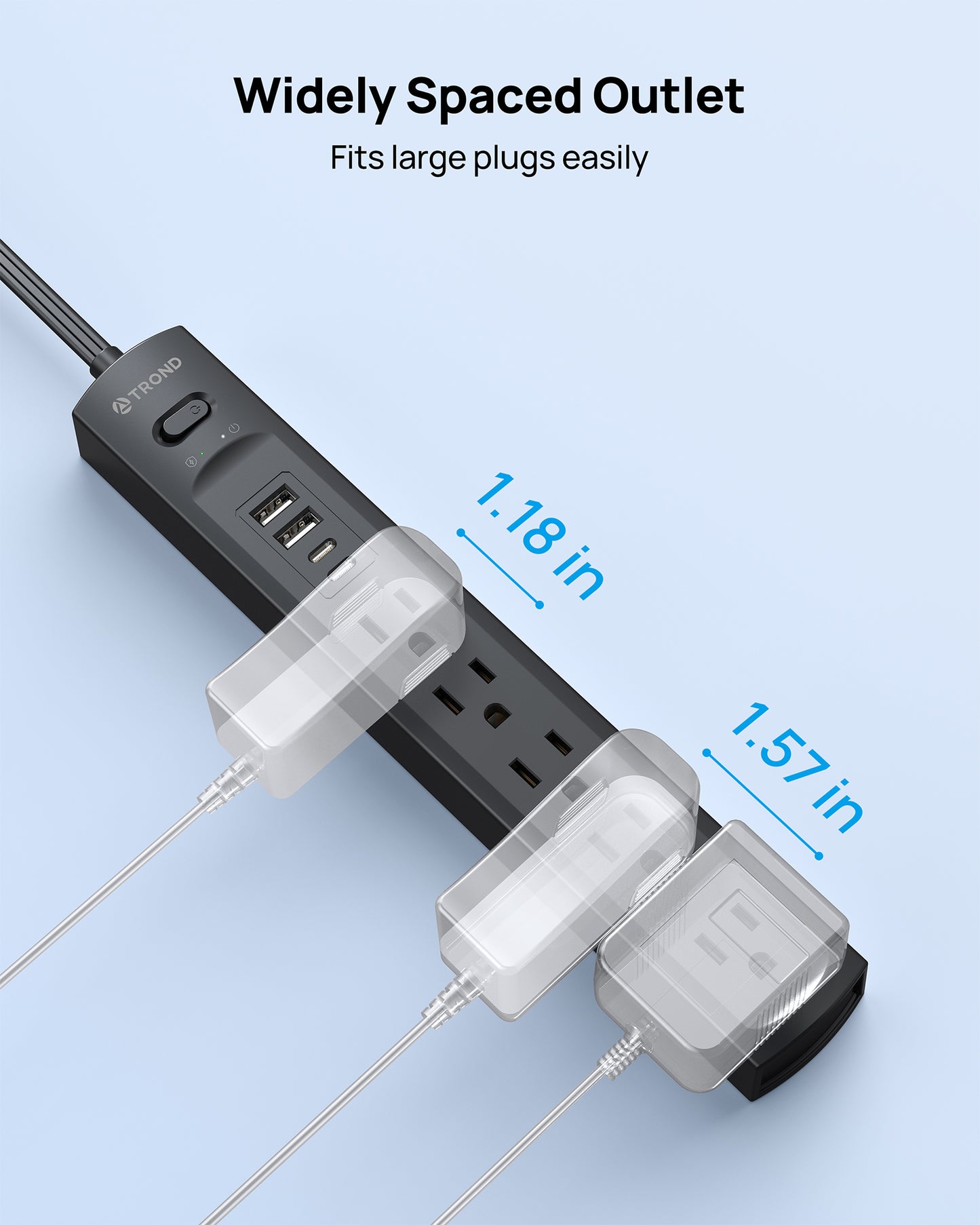 Surge Protector Power Strip with 360° Rotating Flat Plug