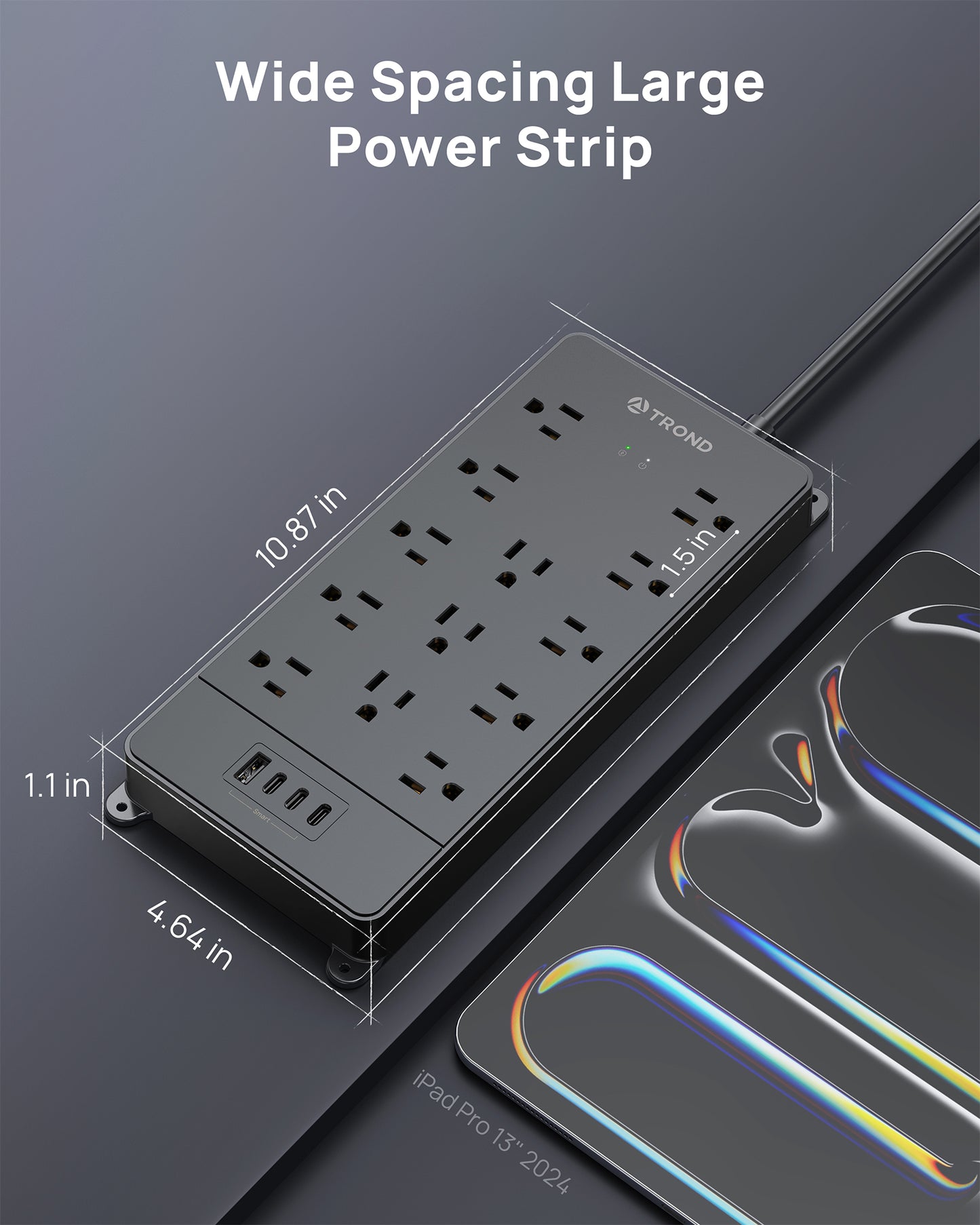 360° Rotating Flat Plug, Surge Protector Power Strip