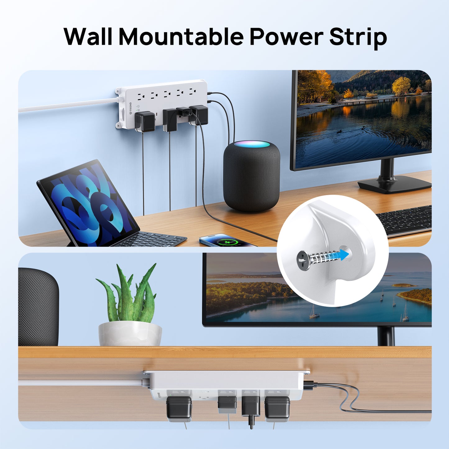 Power Strip Surge Protector, 4000J, ETL Listed, 10 Widely Spaced Outlets