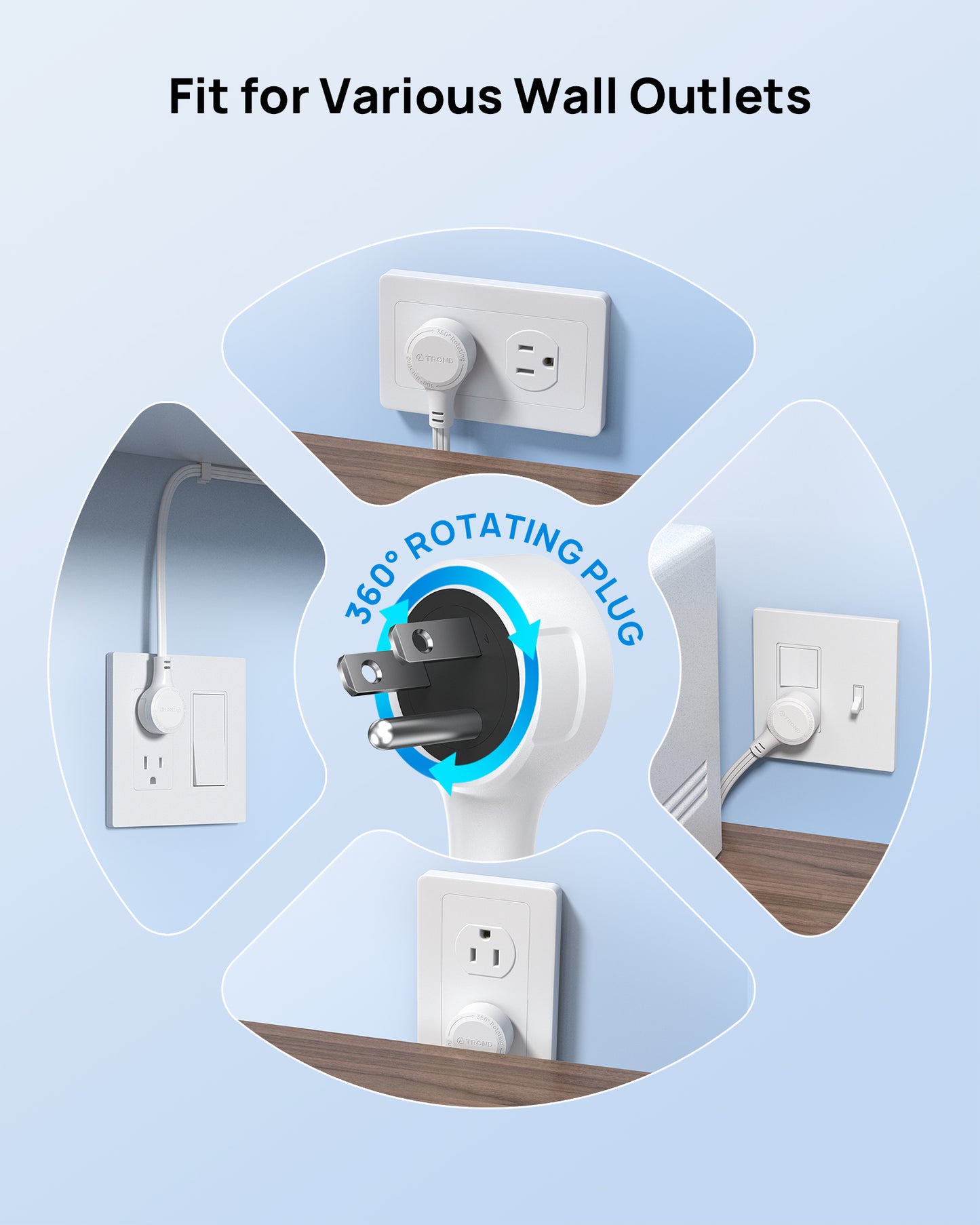 Outlet Extender with 360° Rotating Plug