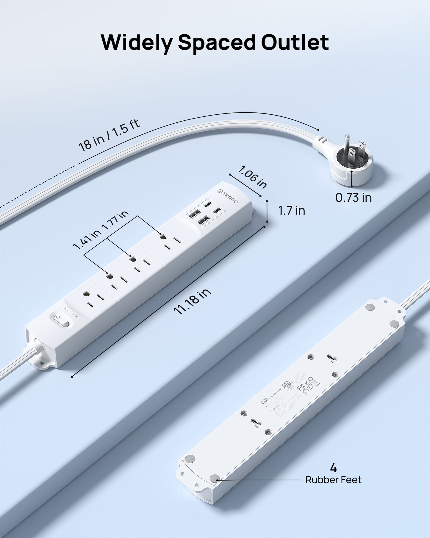 Outlet Extender with 360° Rotating Plug