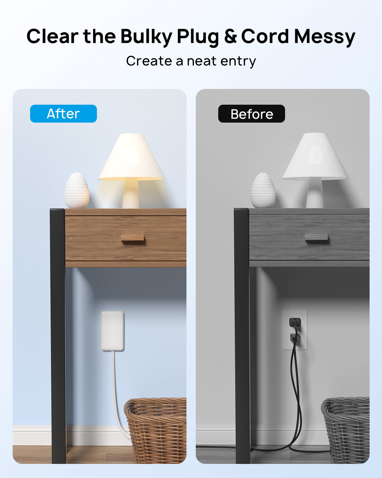 Flat Power Strip with Outlet Cover