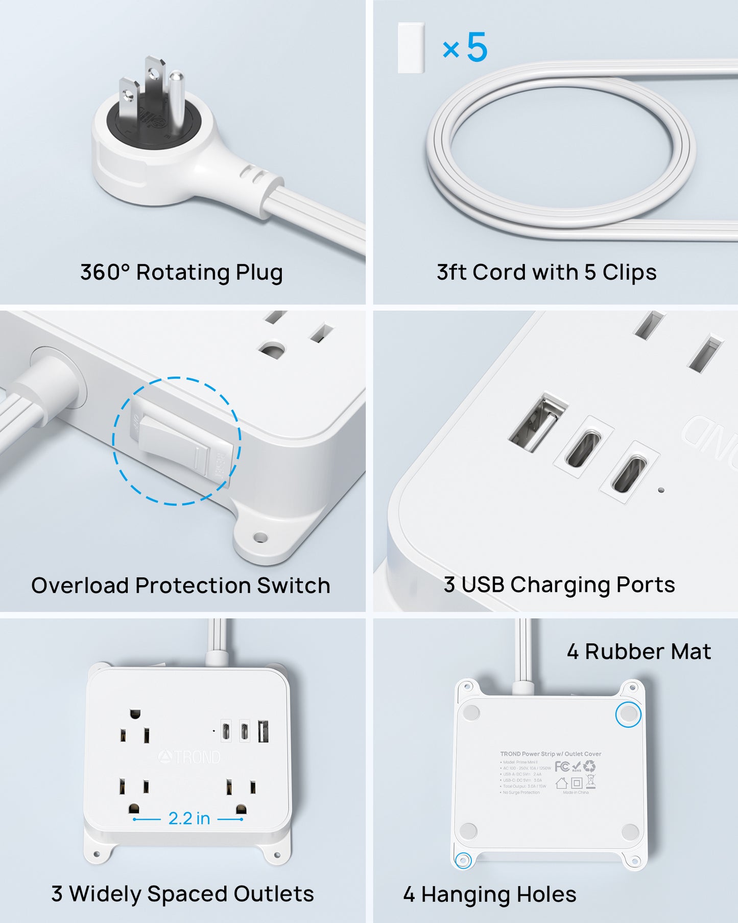 Electrical Outlet Extender with 360° Rotating Plug