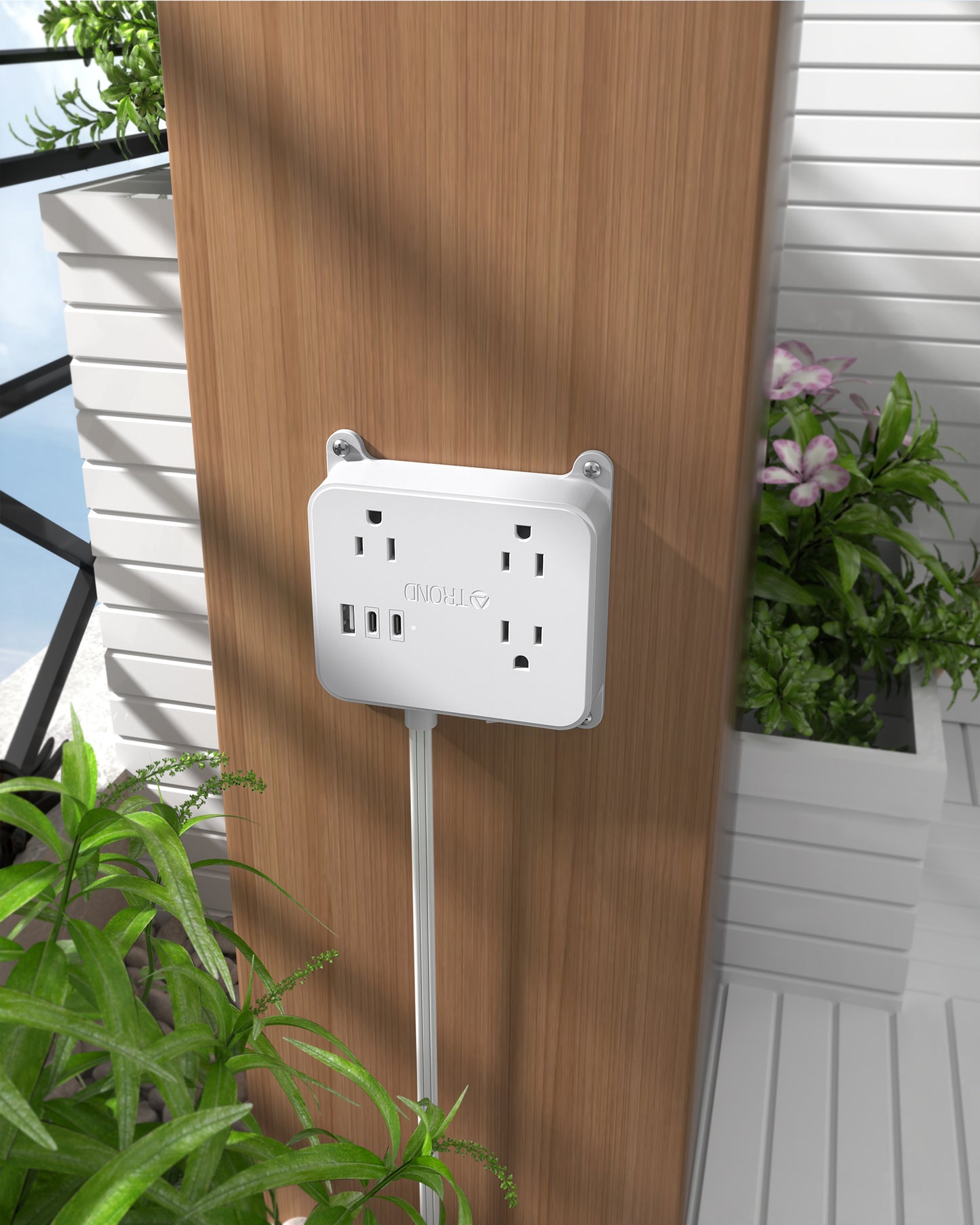 Flat Power Strip with Outlet Cover