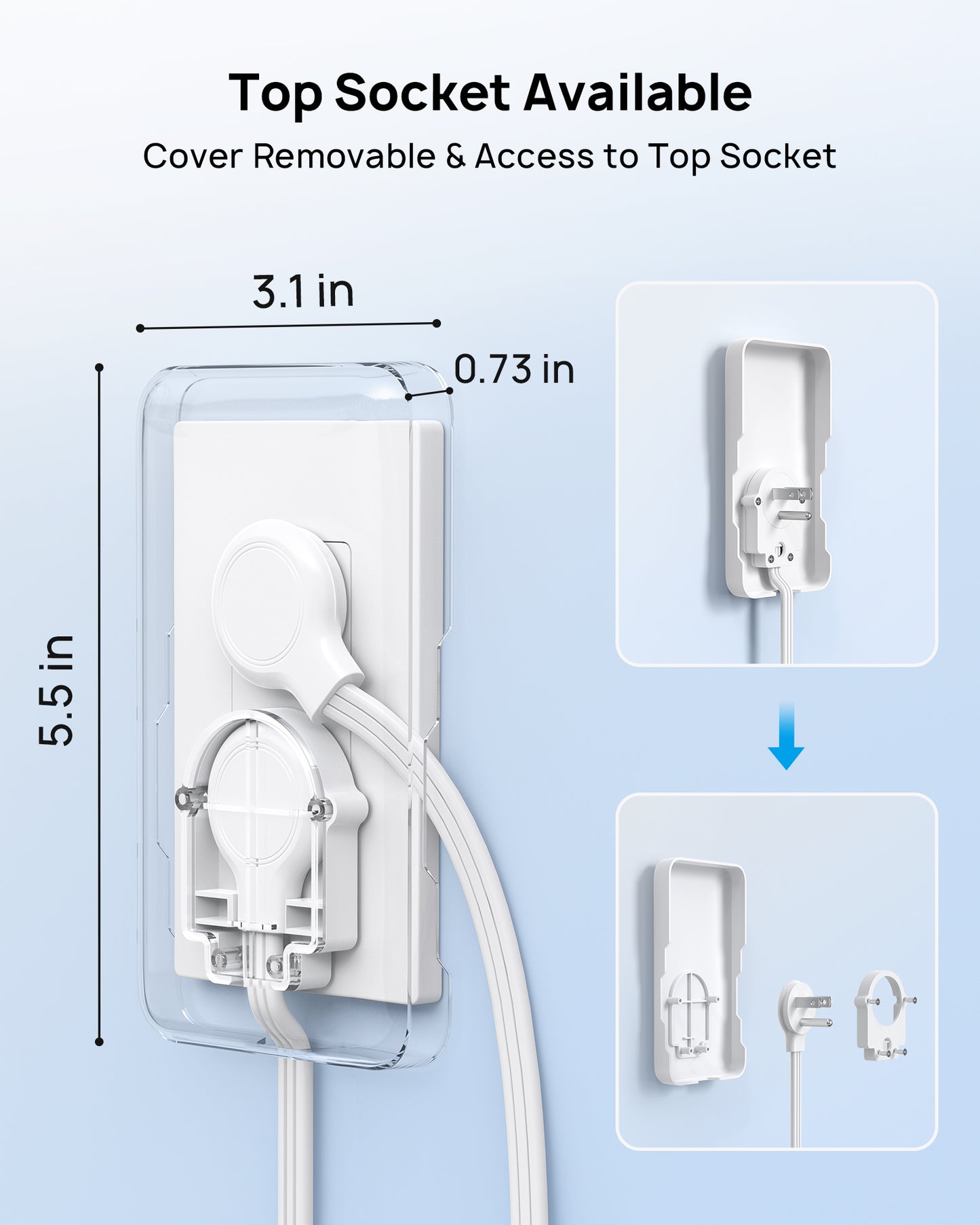 Flat Power Strip with Outlet Cover