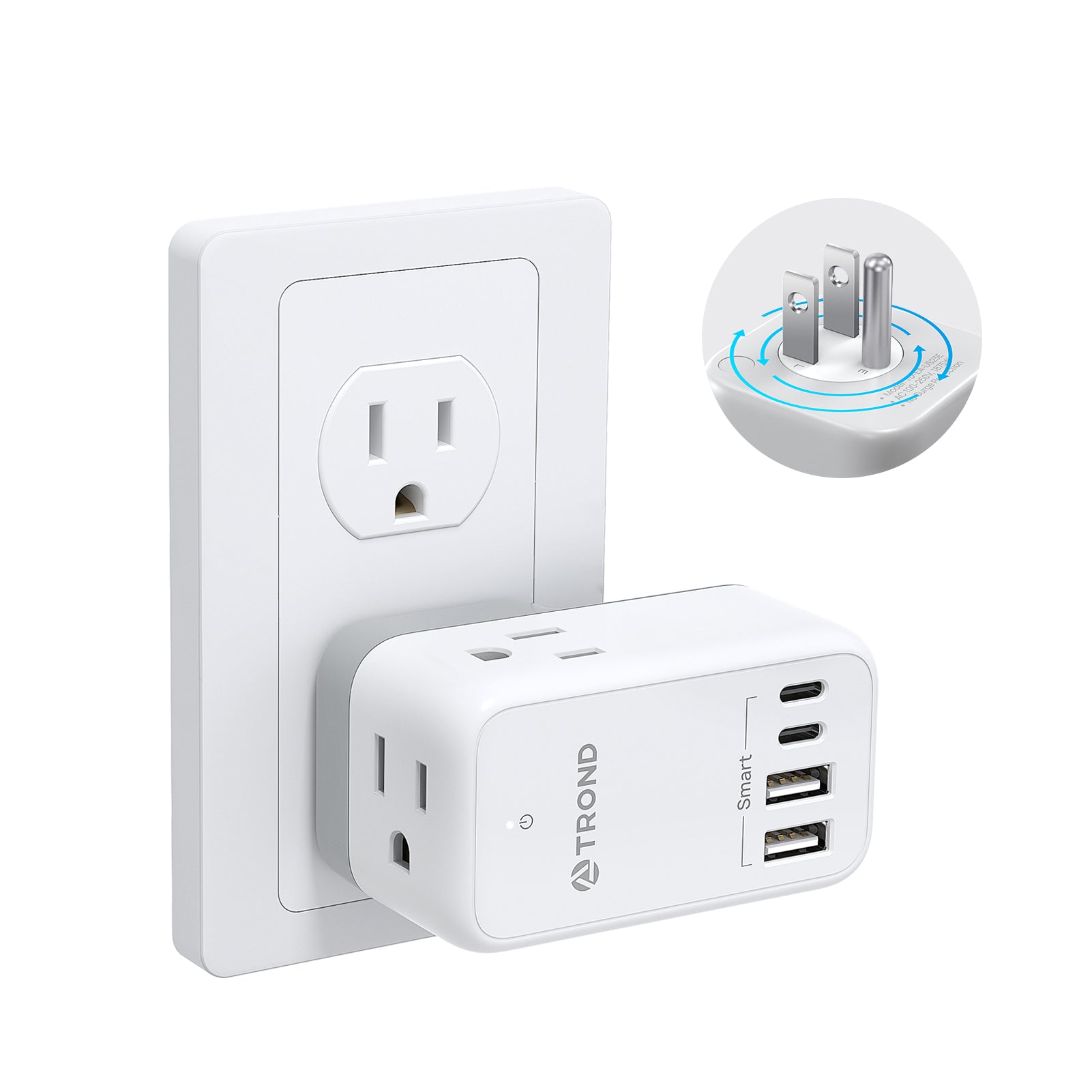 TROND Multi Plug Wall Outlet - Outlet Extender with 360° Rotating Plug