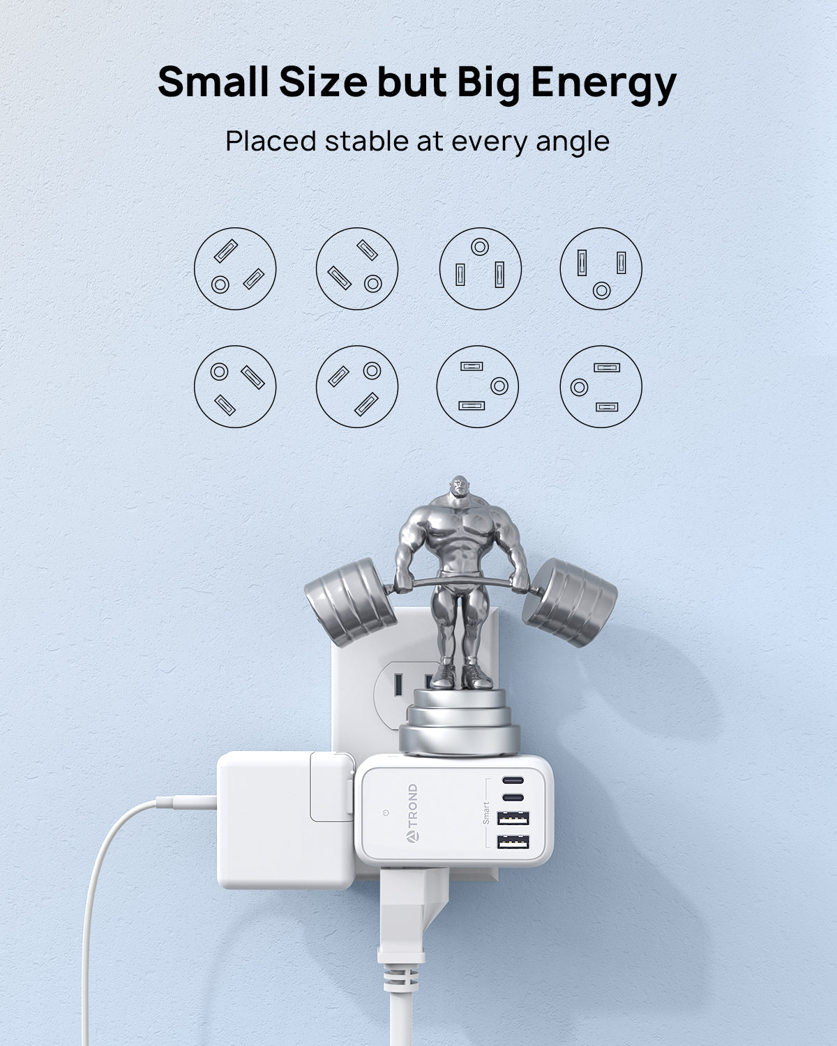 TROND Multi Plug Wall Outlet - Outlet Extender with 360° Rotating Plug, 3 AC Outlet Splitter