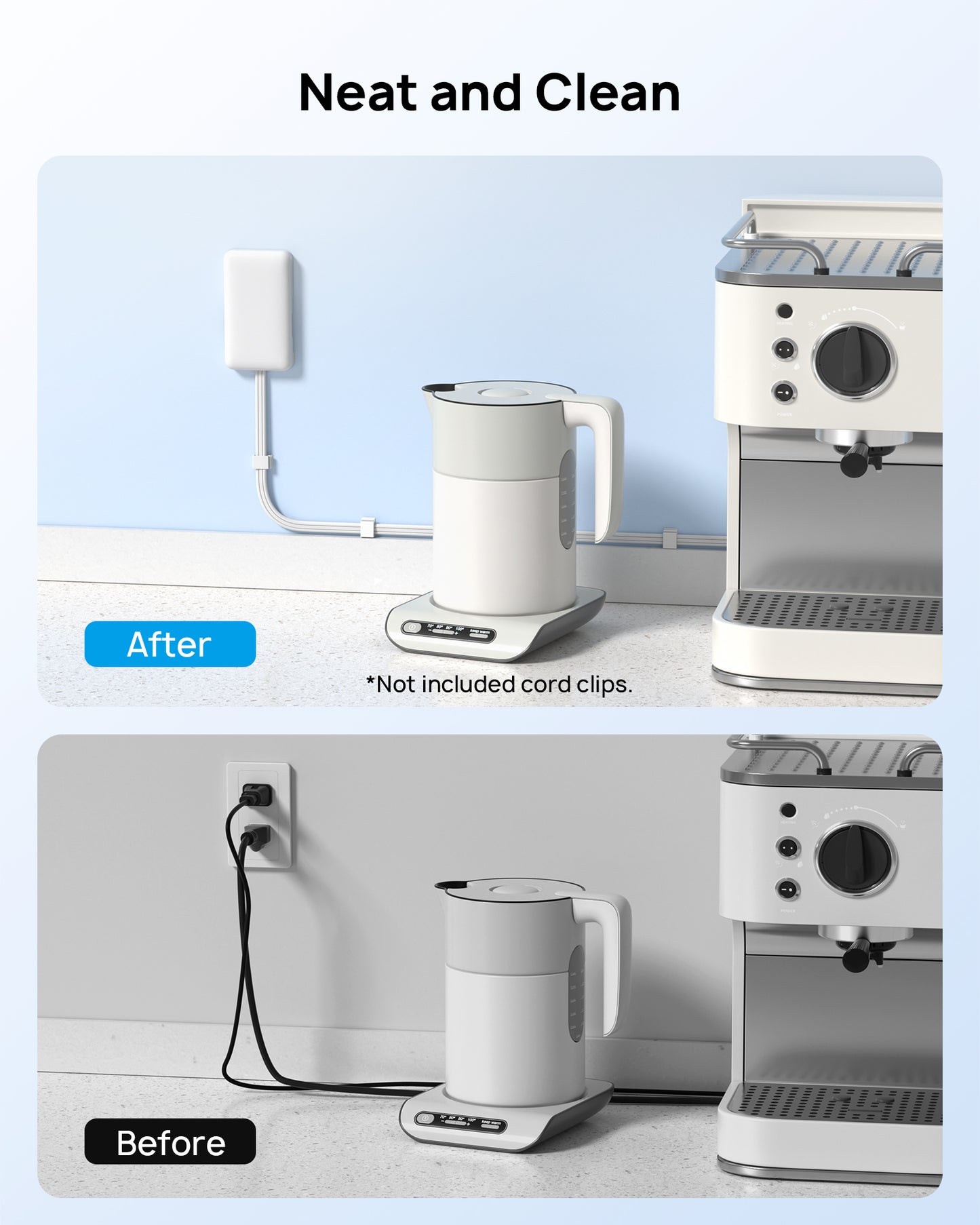 Flat Plug Power Strip with Outlet Cover