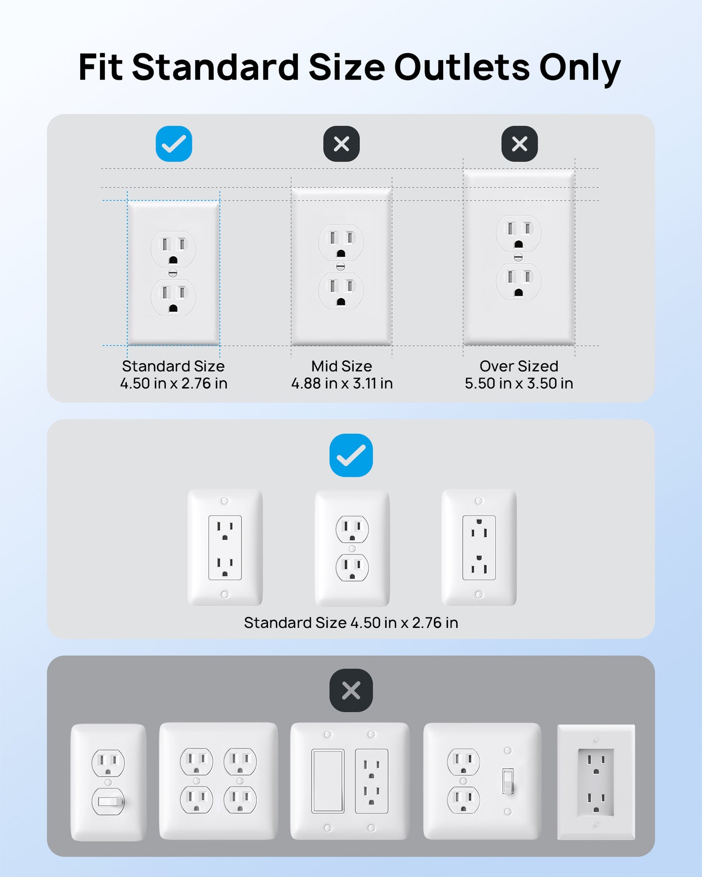 Flat Plug Power Strip with Outlet Cover