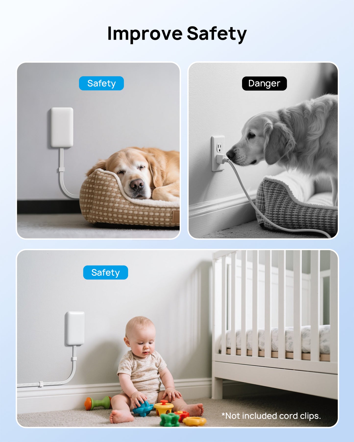 Flat Plug Power Strip with Outlet Cover
