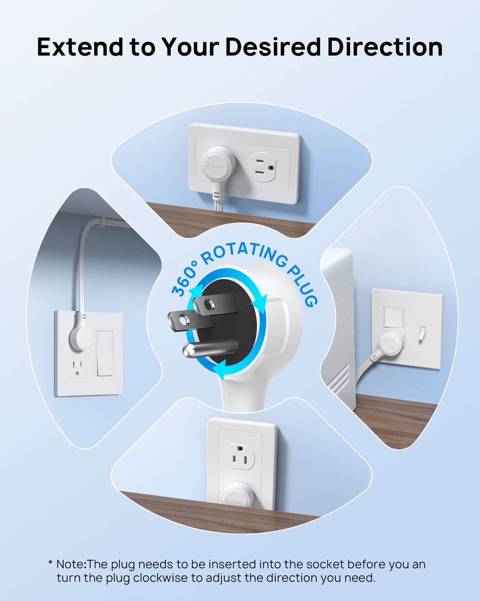 Outlet Extender Stick with 360° Rotating Plug – TROND