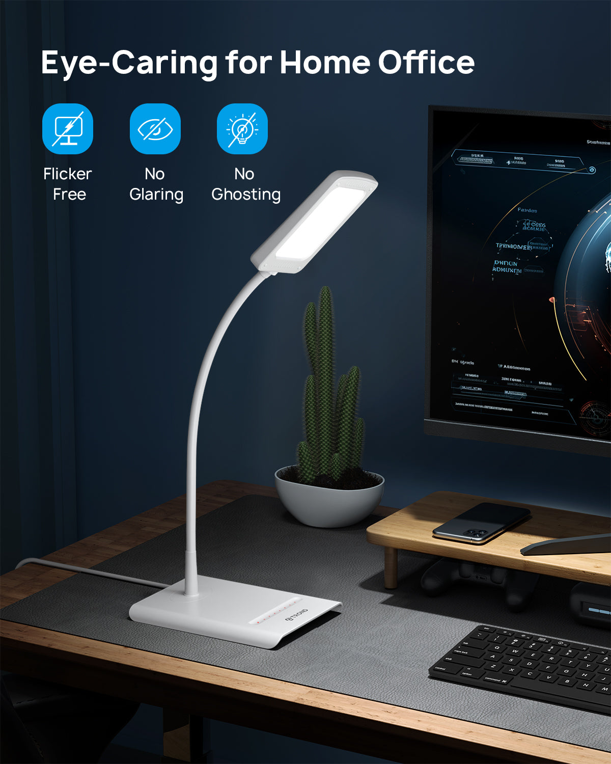 LED Desk Lamp for Home Office, 3 Color Modes 7 Brightness, Dimmable Table Lamp