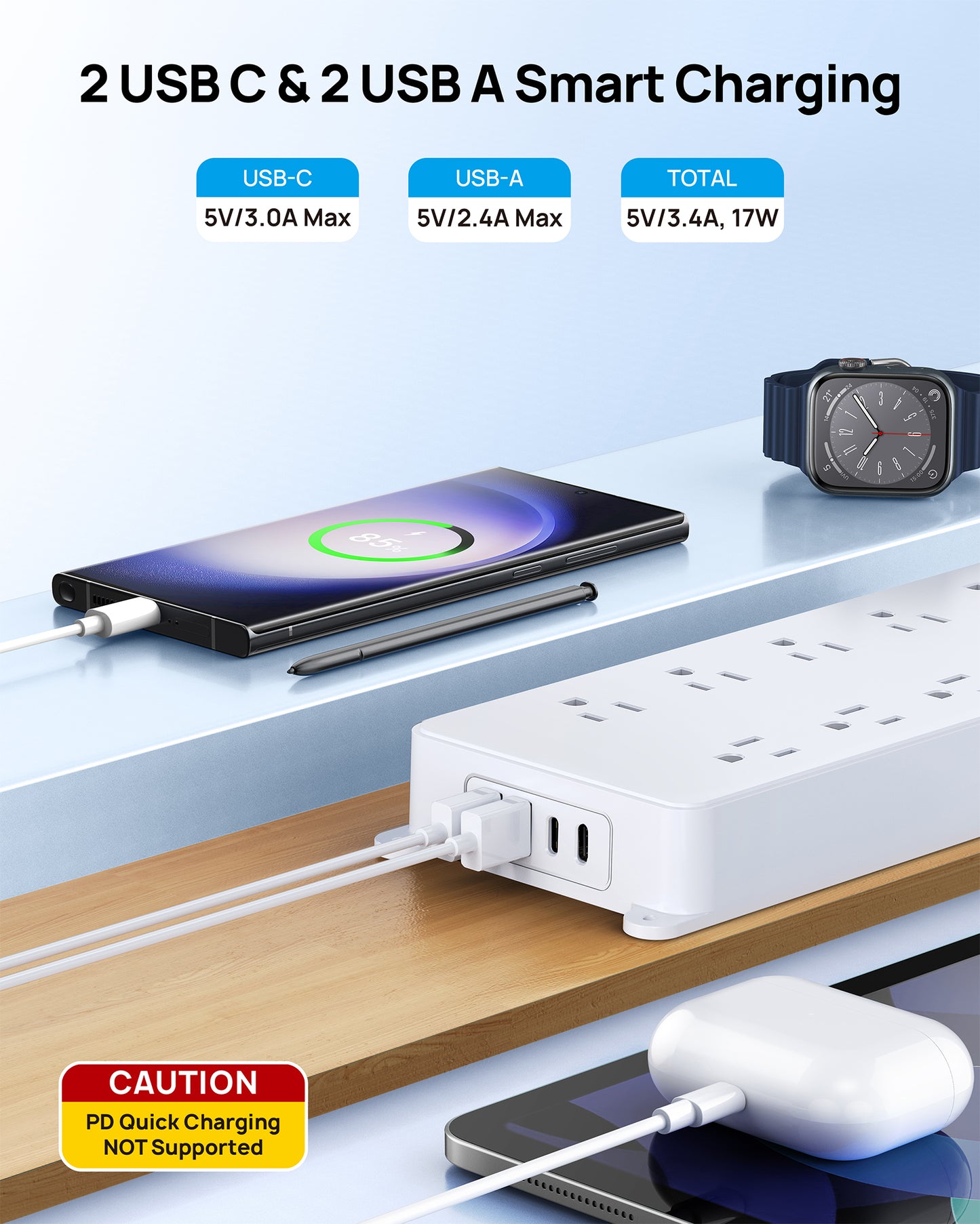 360° Rotating Plug Surge Protector Power Strip
