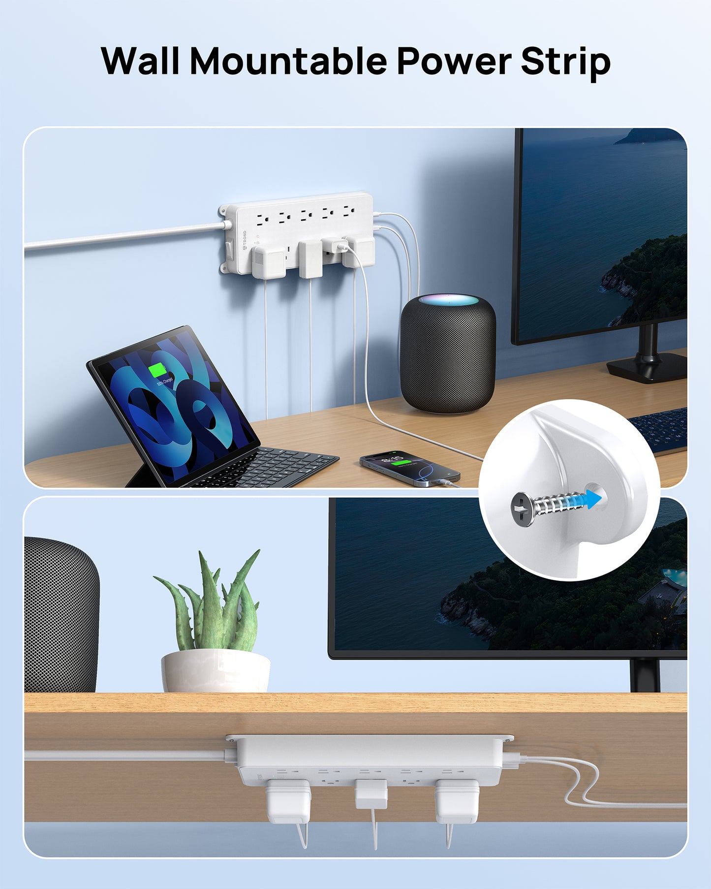 360° Rotating Plug Surge Protector Power Strip