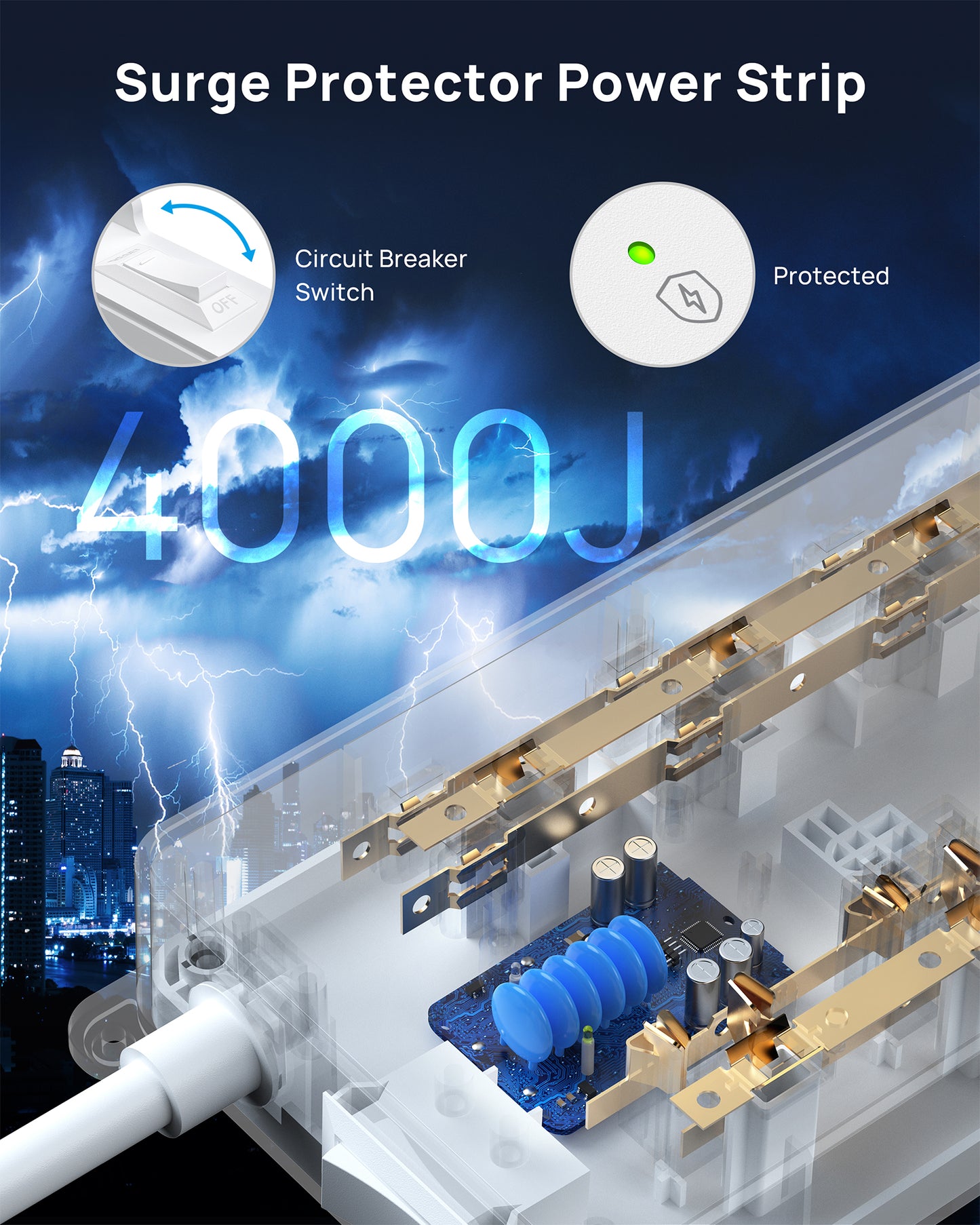360° Rotating Plug Surge Protector Power Strip