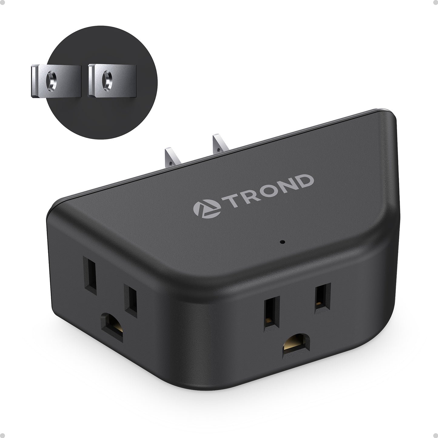 2 Prong to 3 Prong Outlet Extender, 3-Way Angled Plug Adapter with 3 AC Sockets