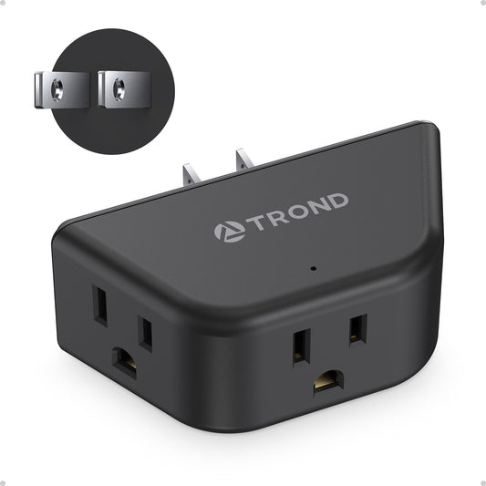 2 Prong to 3 Prong Outlet Extender, 3-Way Angled Plug Adapter with 3 AC Sockets
