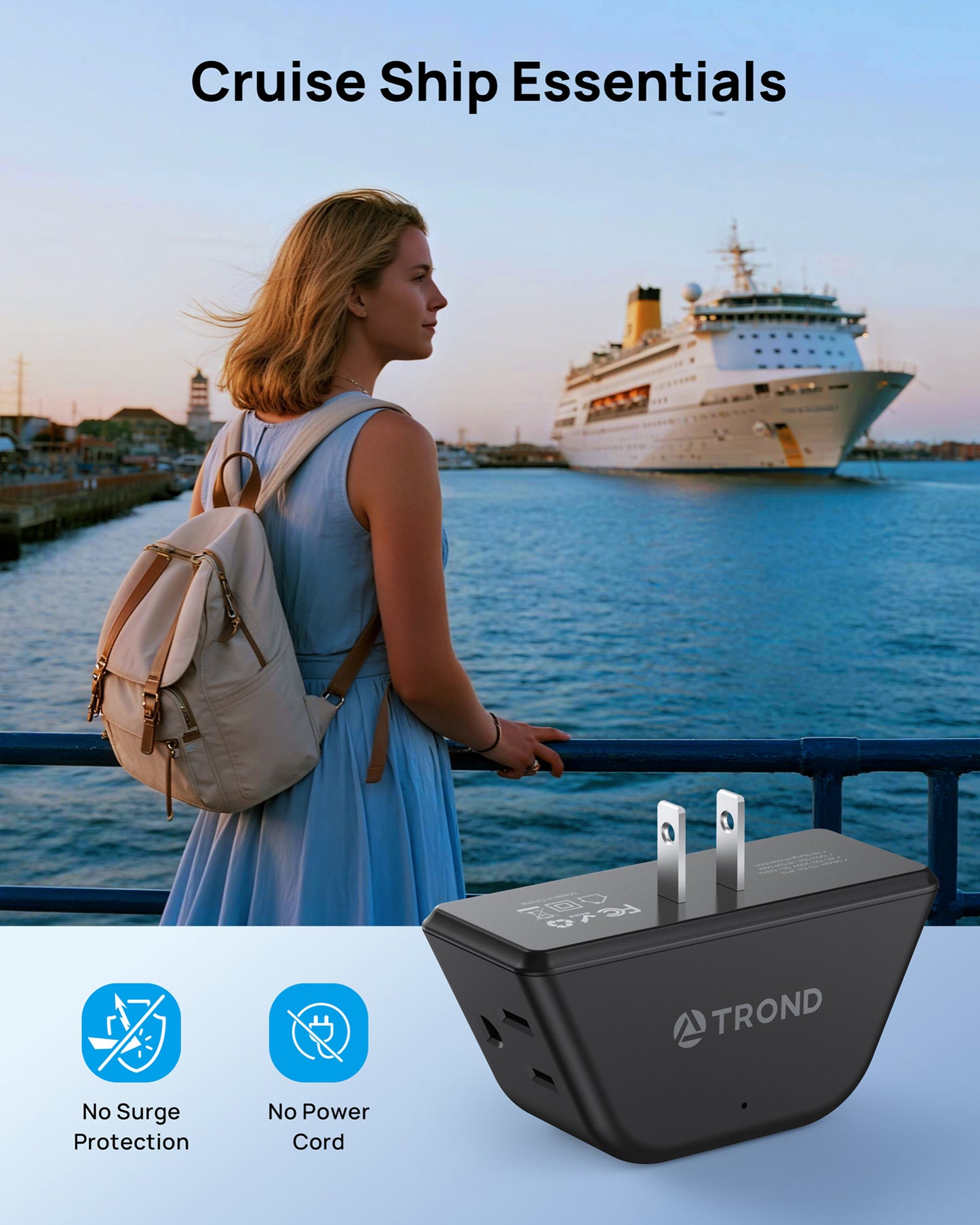 2 to 3 Prong Outlet Adapter 2 Pack, 3-Way Angled Plug Extender with 3 AC Sockets