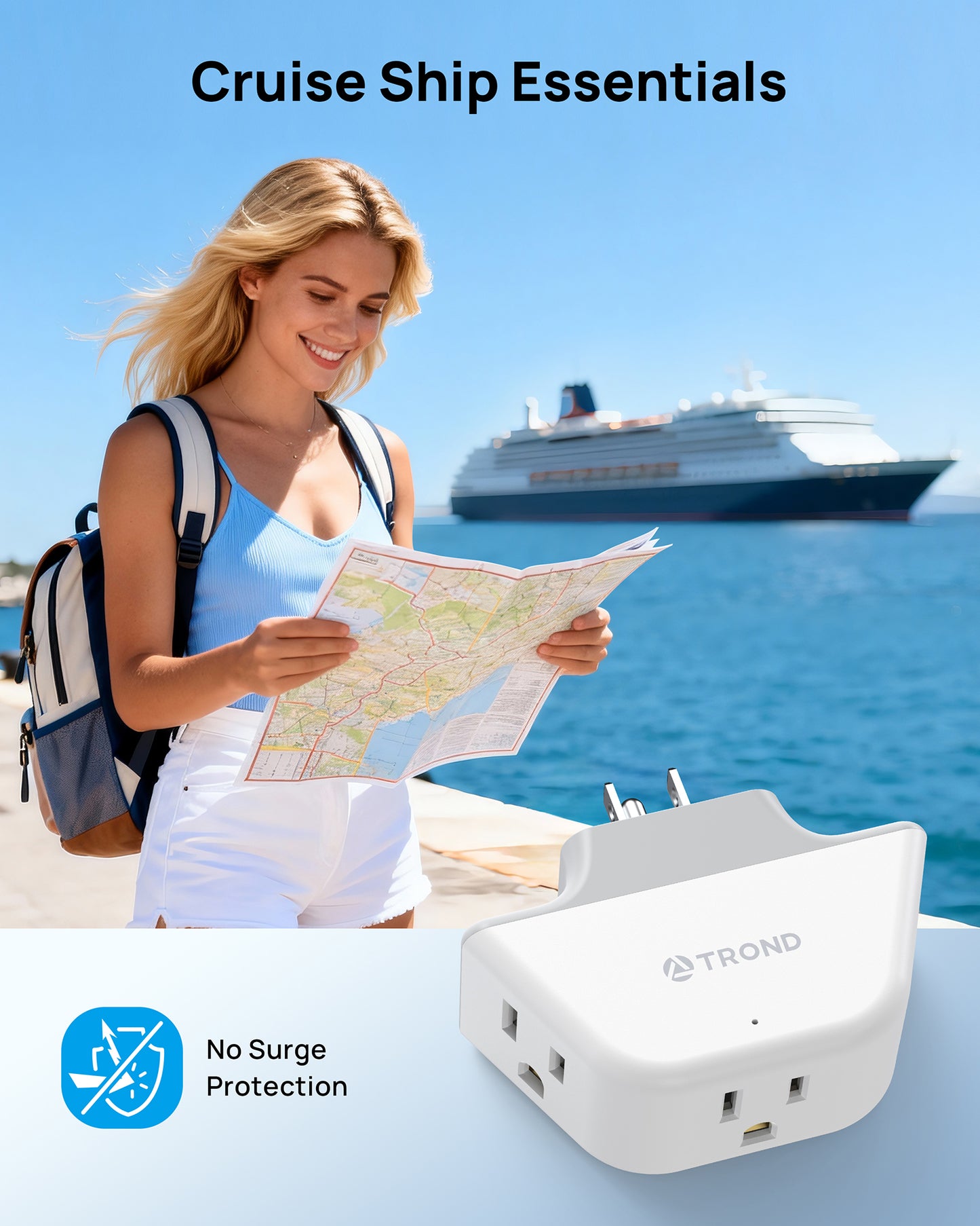 Outlet Extender with 360 Rotating Plug, 3-Prong Grounded Wall Plug Splitter