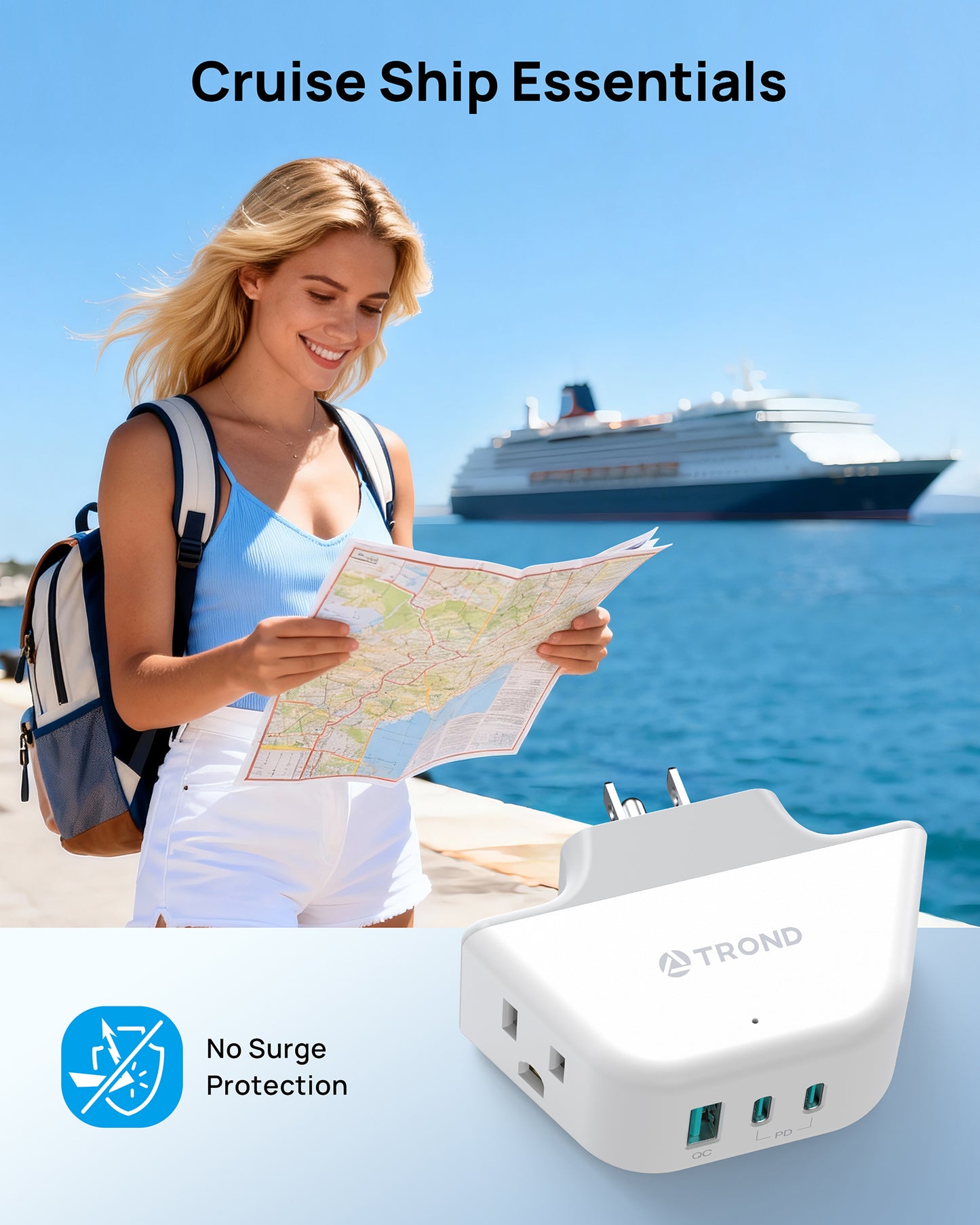 Outlet Extender with 360 Rotating Plug, 2 AC Outlet Splitter with PD 20W USB C