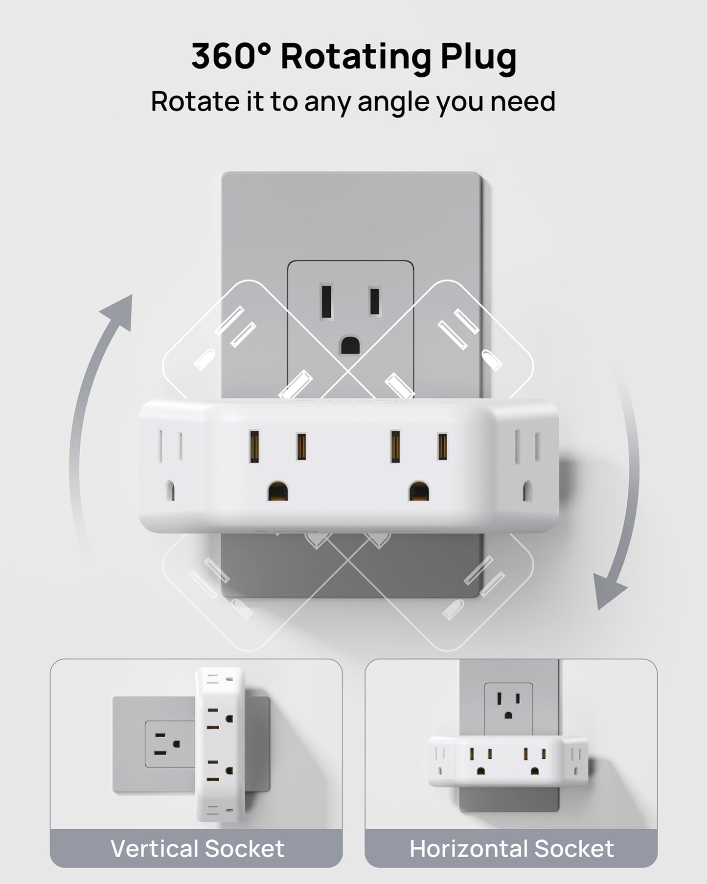 TROND 360 Rotating Plug Outlet Extender 2 Pack