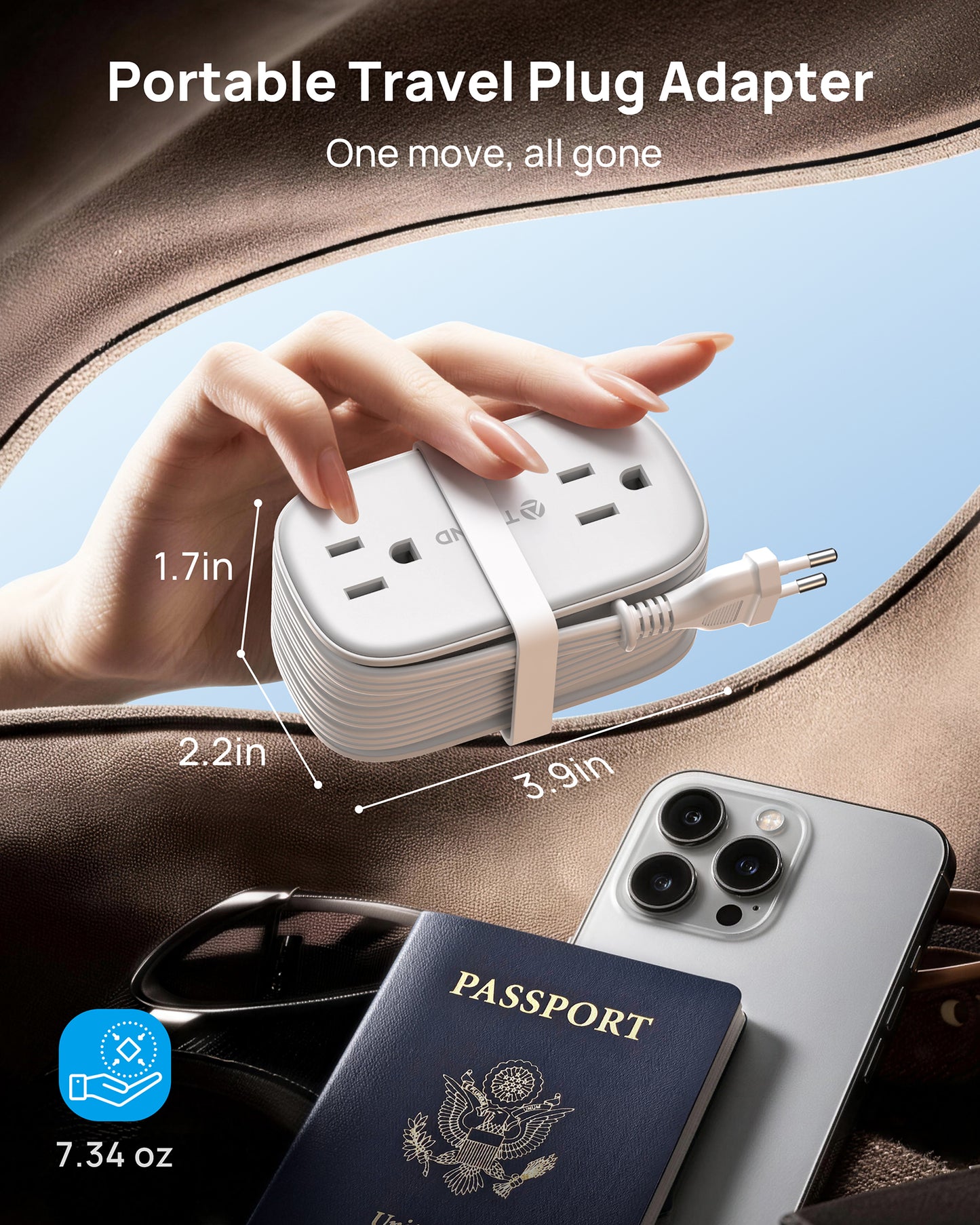 European Travel Plug Adapter with 2 USB C PD20W, European Outlet Adapter