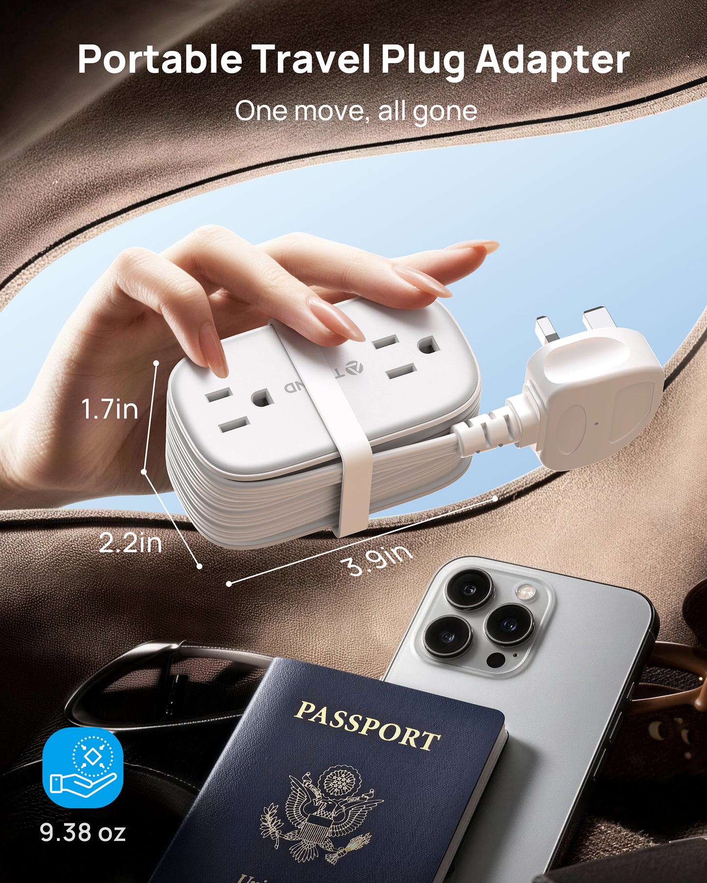 US to UK Plug Adapter, Type G Plug Adapter with 4 AC outlets