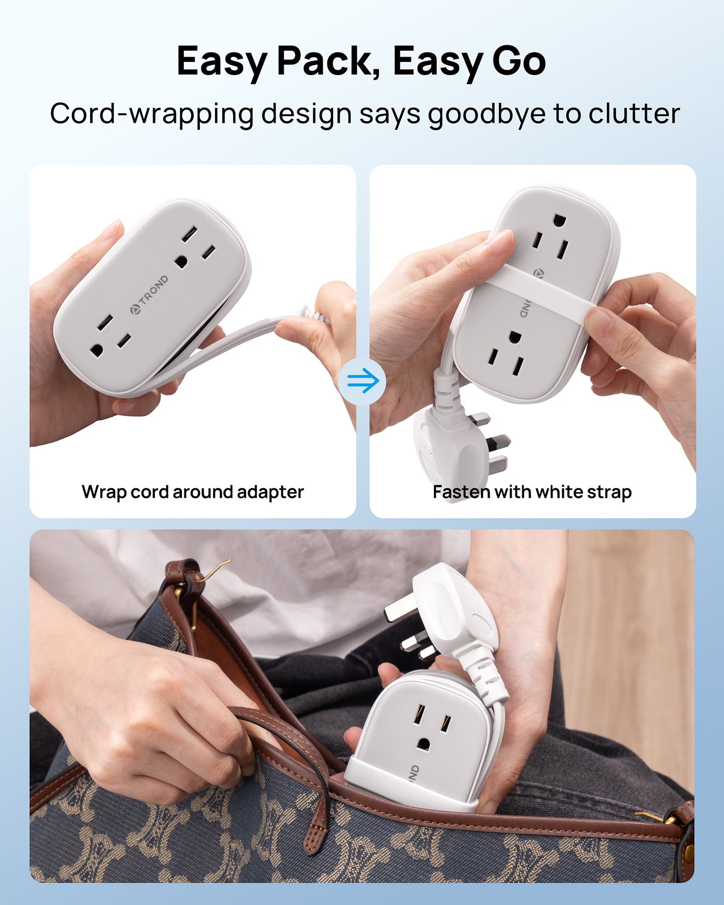 US to UK Plug Adapter, Type G Plug Adapter with 4 AC outlets