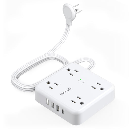 Flat Plug Power Strip USB Travel Surge Protector