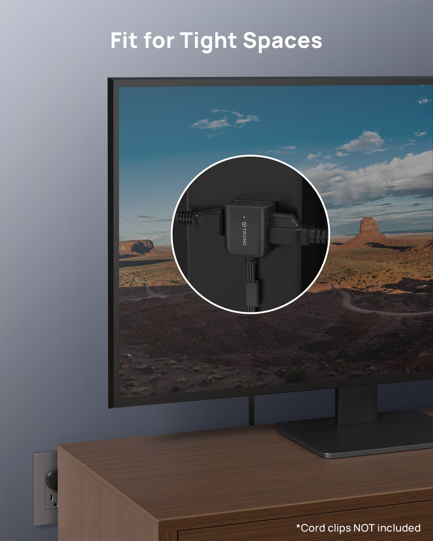 Flat Plug Extension Cord 5 ft- Rightward Lower Profile Power Strip