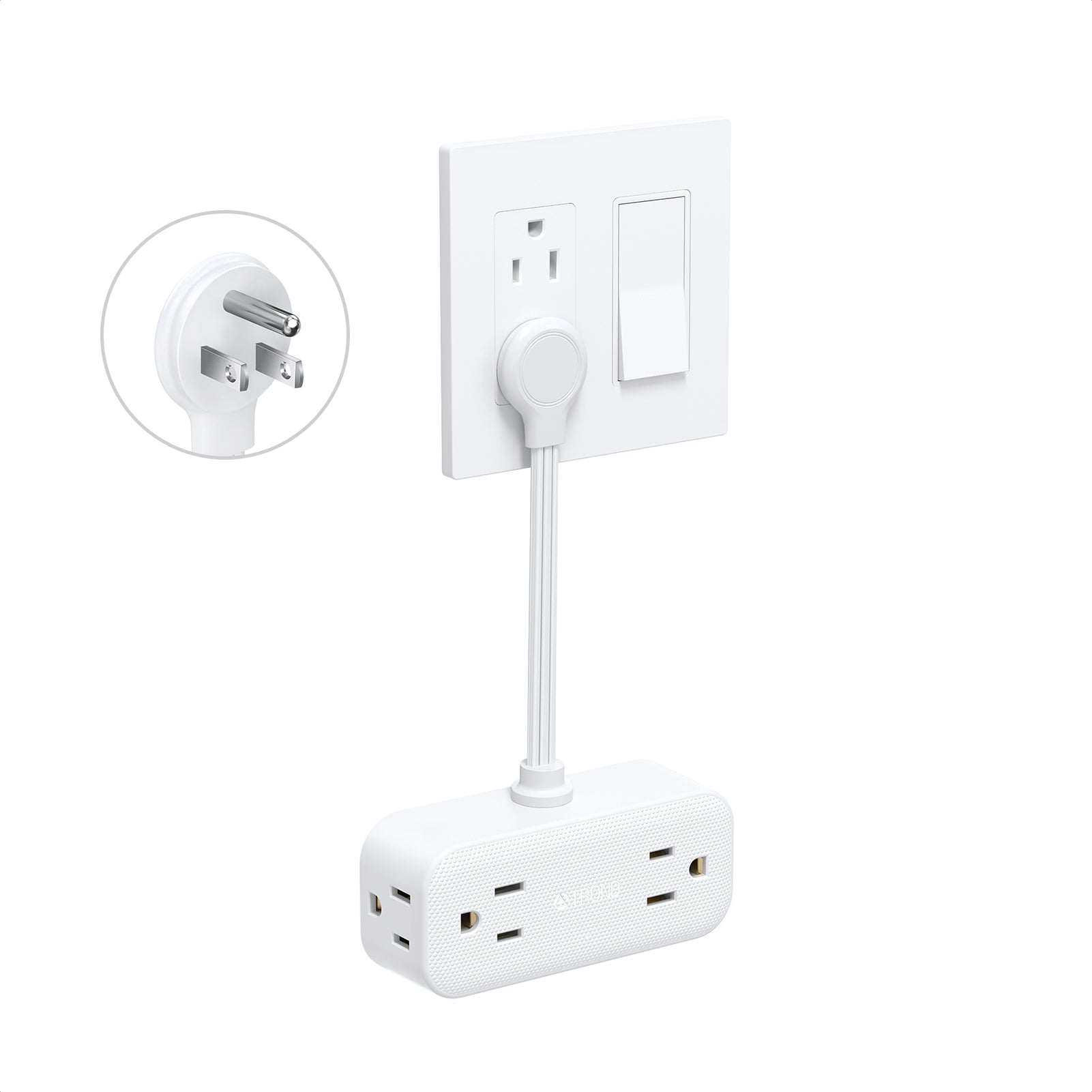 Outlet Extender with 6 Inch Cord - Flat Plug Adapter for Inverted Outl ...