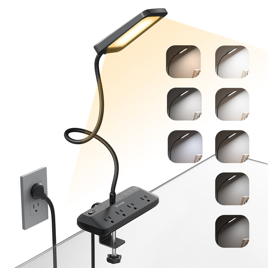 LED Desk Lamp with Clamp Power Strip