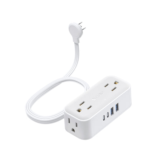 Travel Power Strip, TROND 5ft Flat Plug Extension Cord with Multiple Outlets