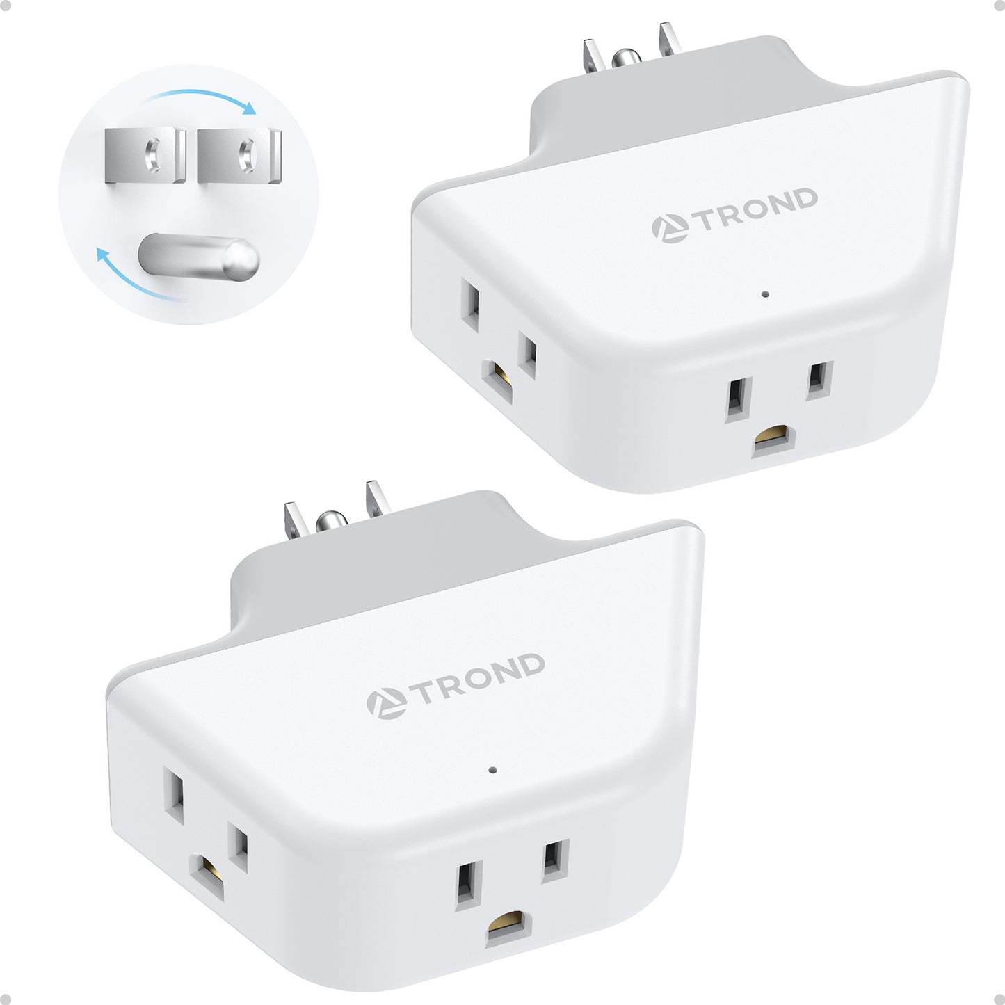 Outlet Extender with 360 Rotating Plug, 3-Prong Grounded Wall Plug Splitter