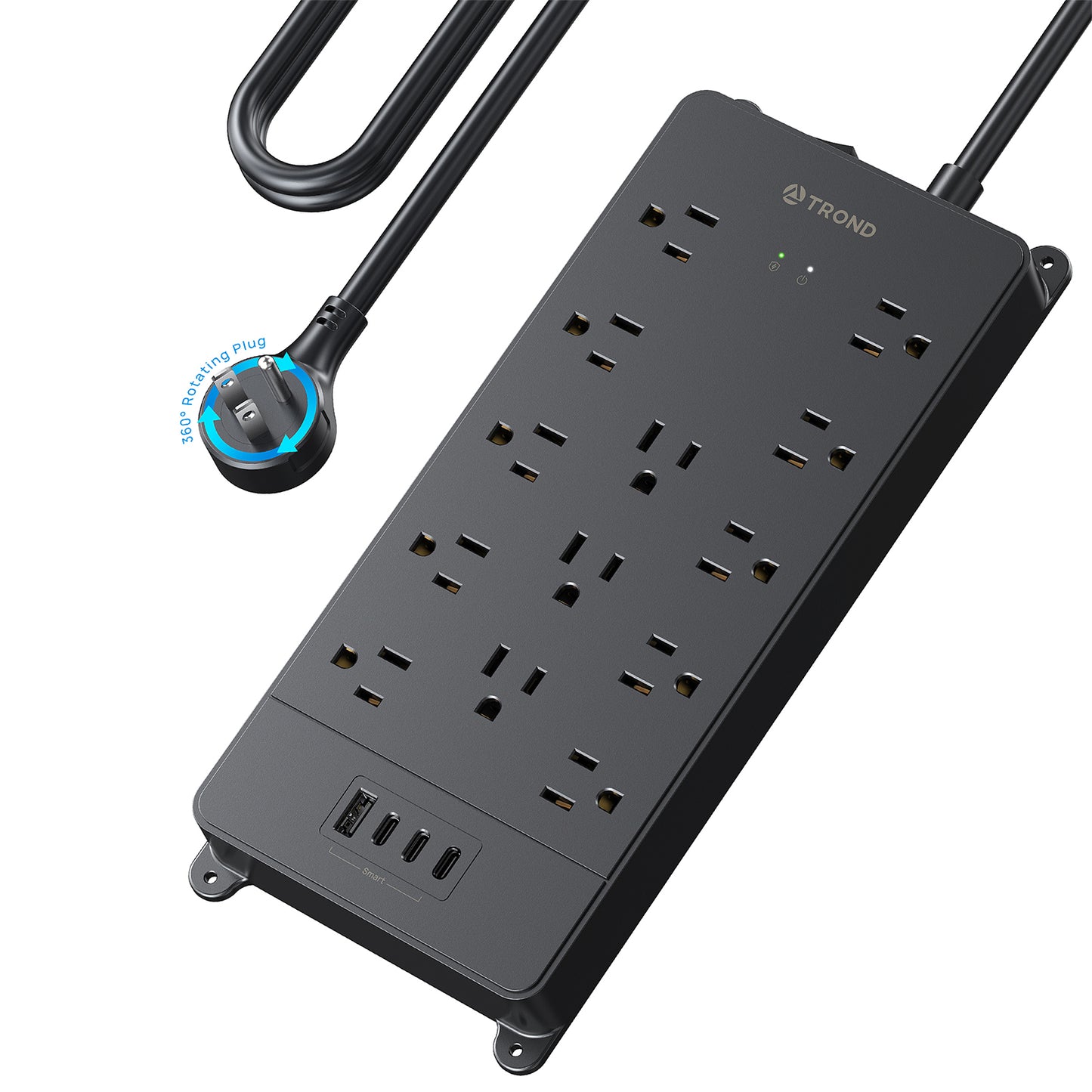 360° Rotating Flat Plug, Surge Protector Power Strip