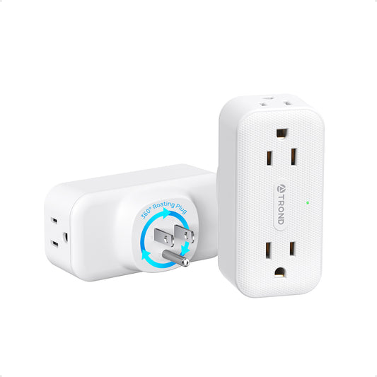 Wall Outlet Extender 2 Pack, Multi Plug Wall Outlet with 360 Rotating Plug