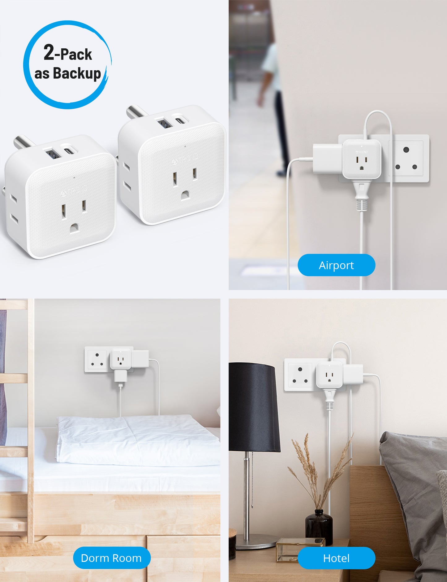 South Africa Power Adapter 2 Pack, US to South Africa Plug Adapter