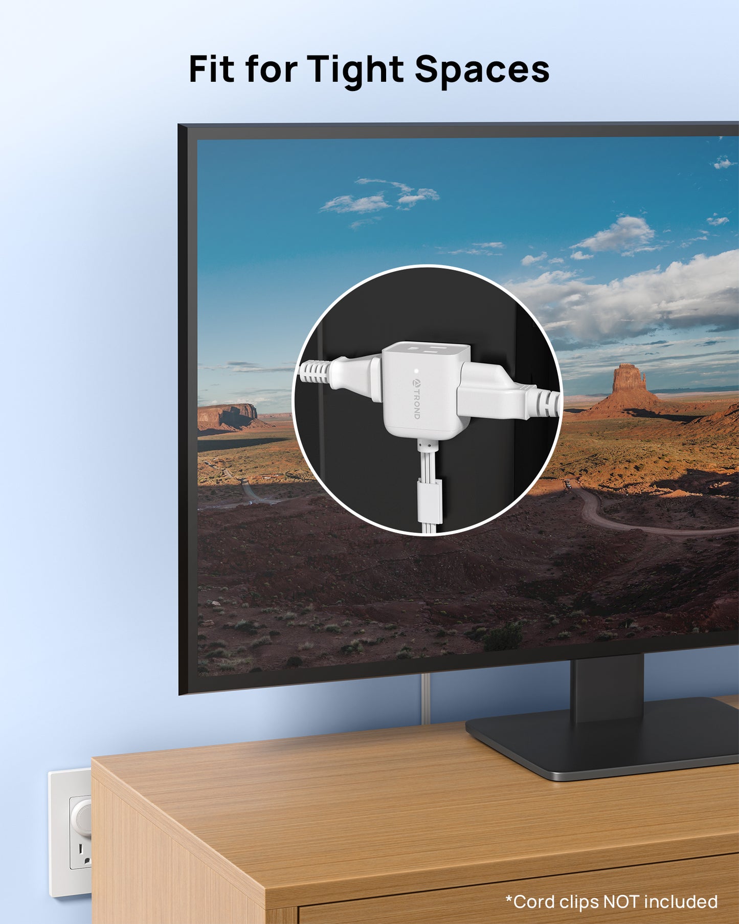 Flat Plug Extension Cord 5 ft- Rightward Lower Profile Power Strip