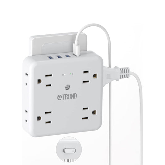 Multi Plug Outlet Extender - 8 Widely Spaced Outlet Splitter, 4 USB Wall Charger, 1440J Surge Protection