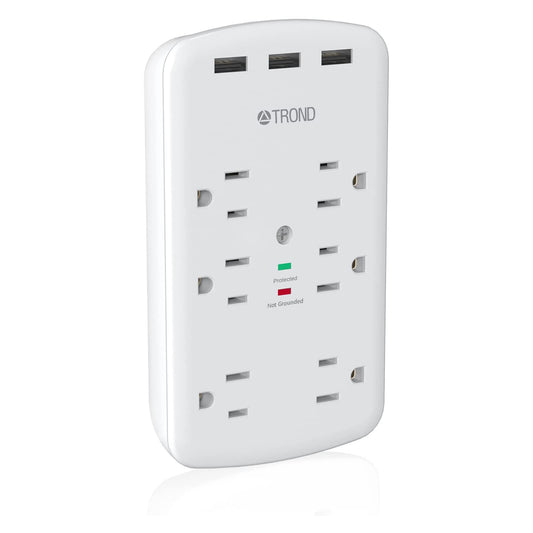 6 Outlet Surge Protector Wall Plug with 3 USB Ports