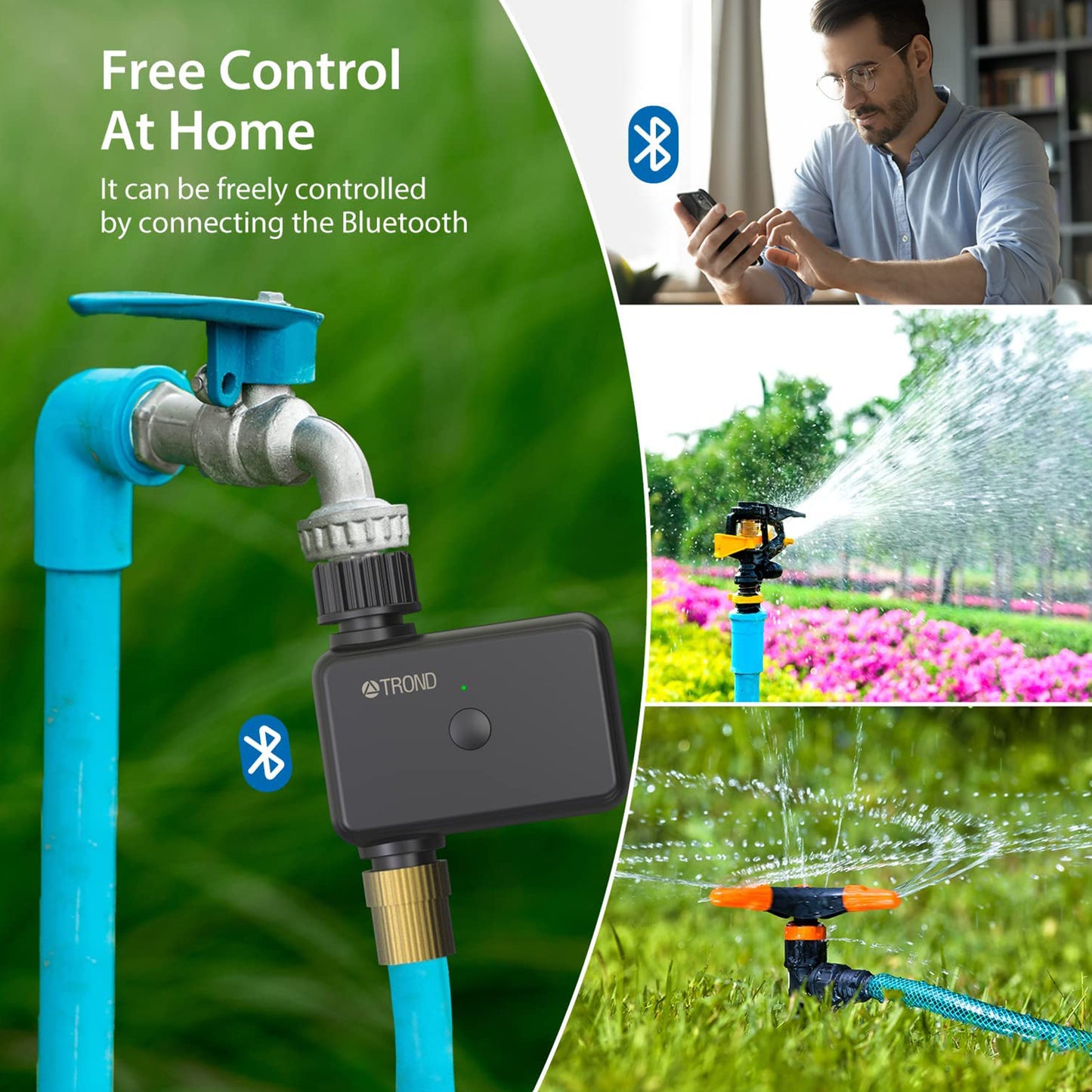 TROND Smart Sprinkler Timer, Bluetooth Water Timer for Garden Hose with Watering Schedules