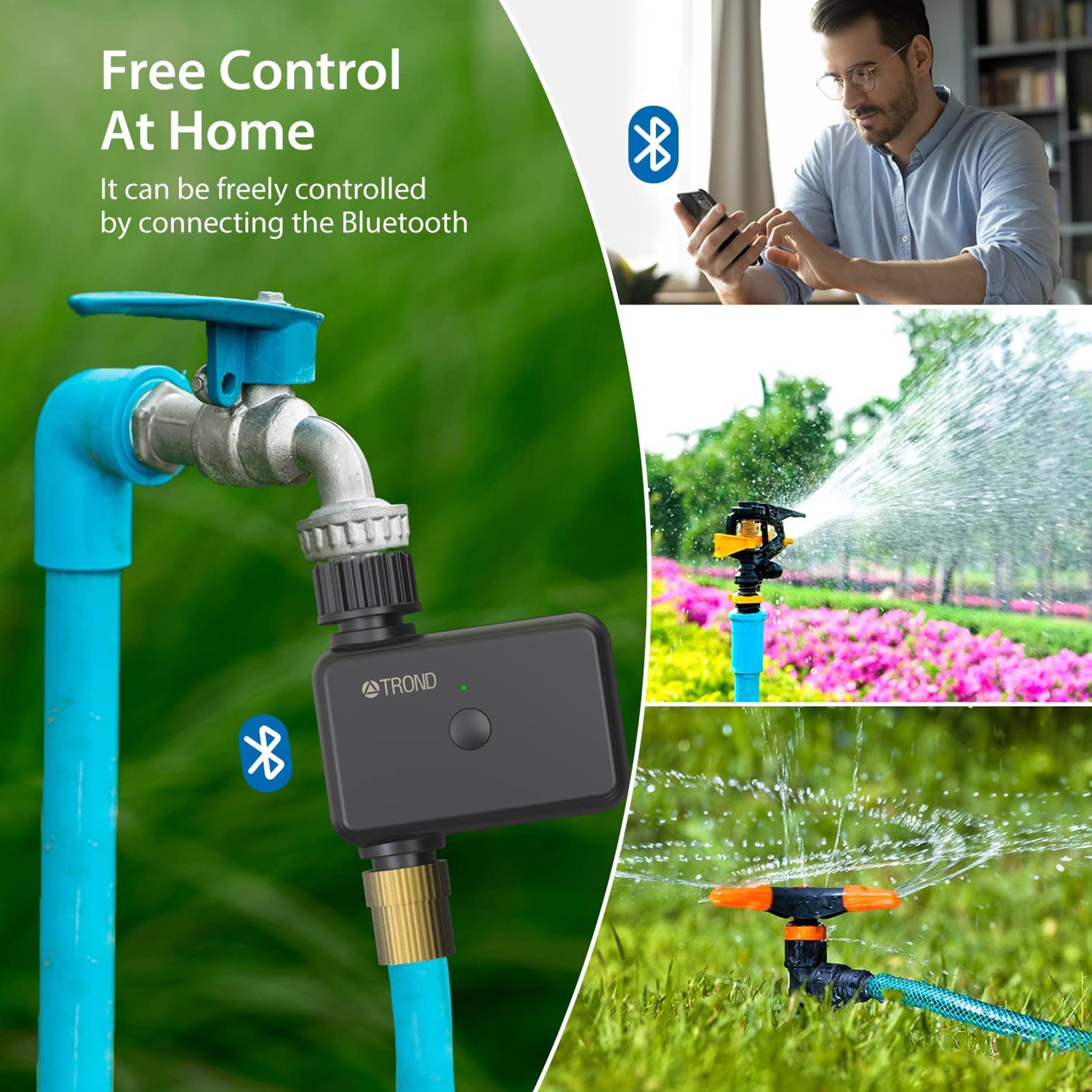 Bluetooth Timer, Smart Sprinkler Water Timer with 2 Outlet