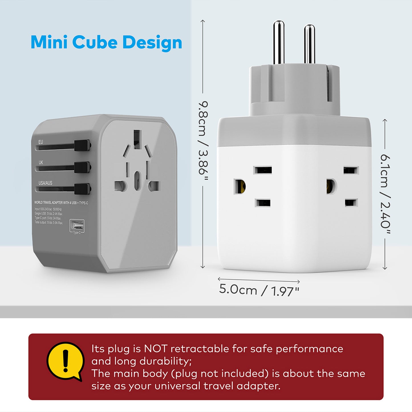 Travel Plug Adapter for US to France Germany