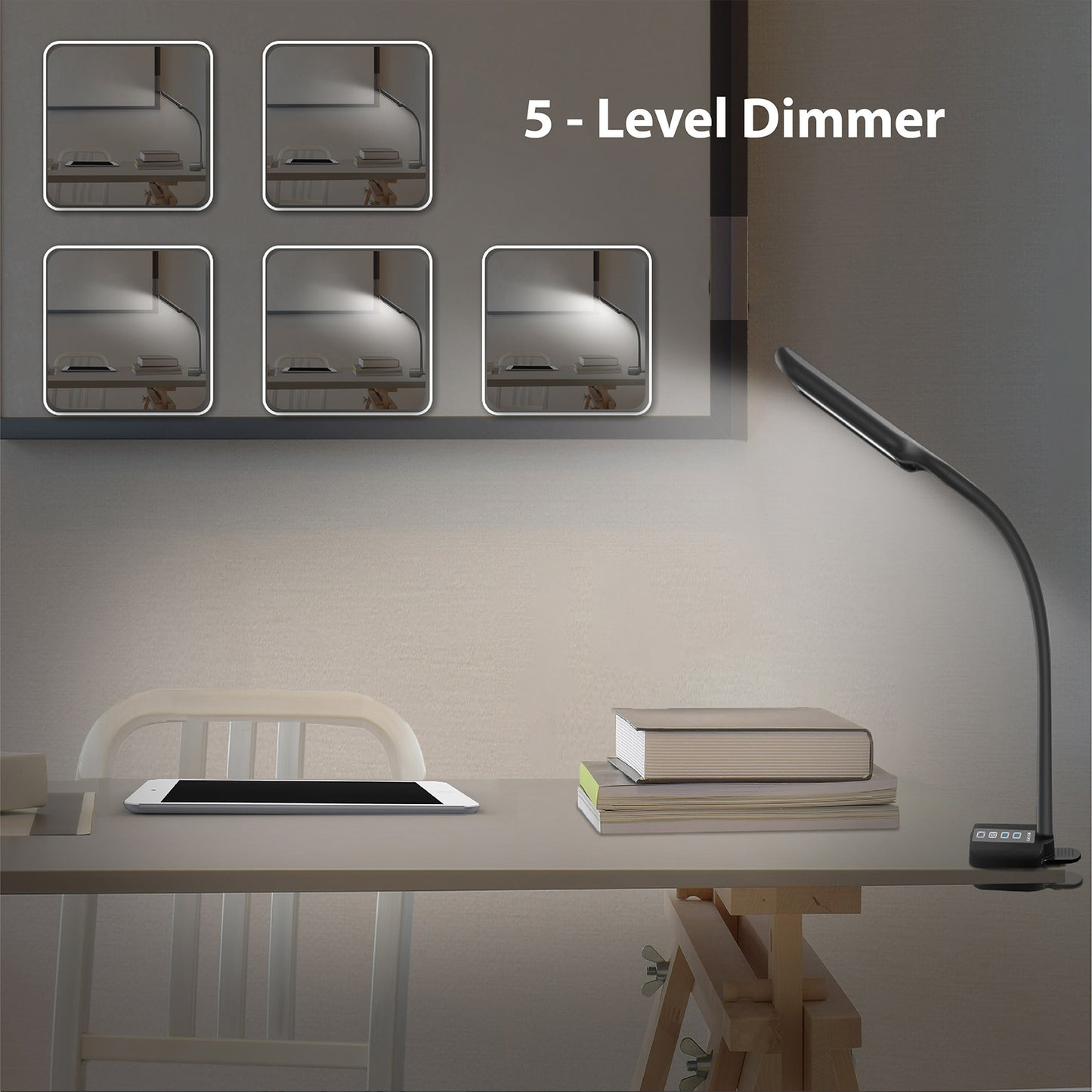 LED Clamp Lamp 5 Lighting Modes